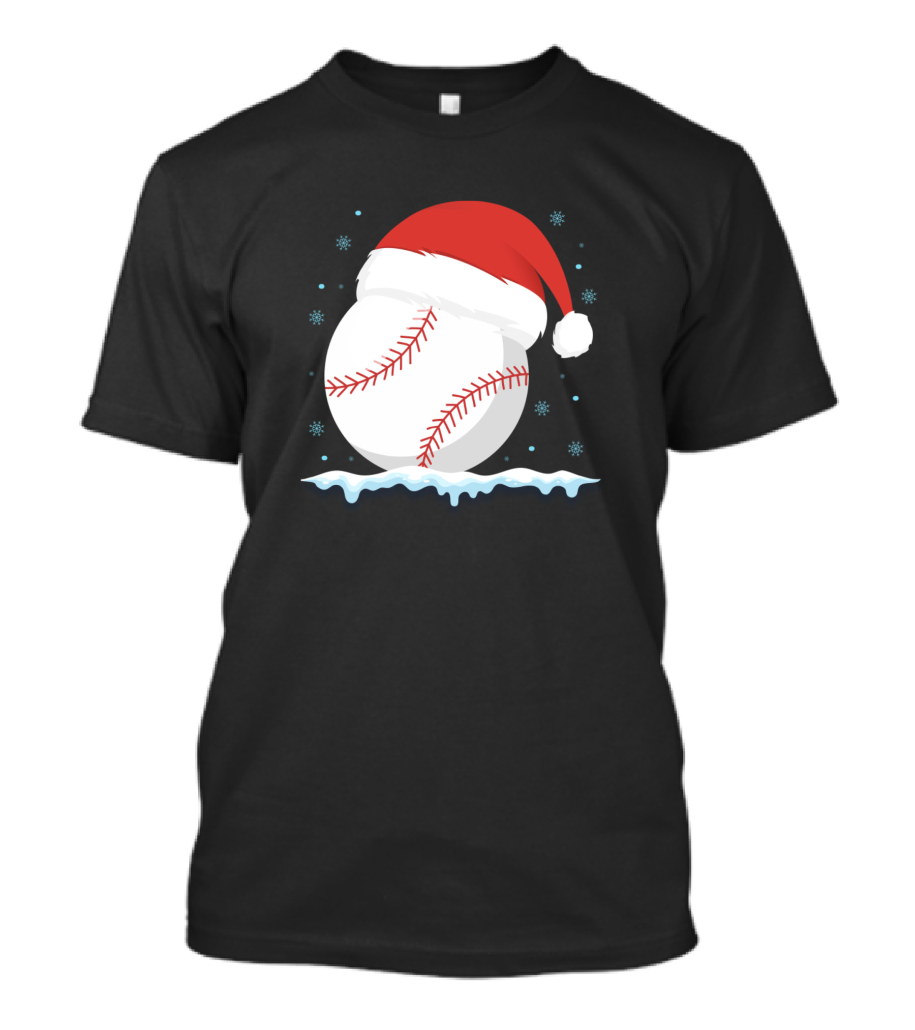 Christmas Baseball Santa Hat Winter Snowflakes Baseball T-Shirt