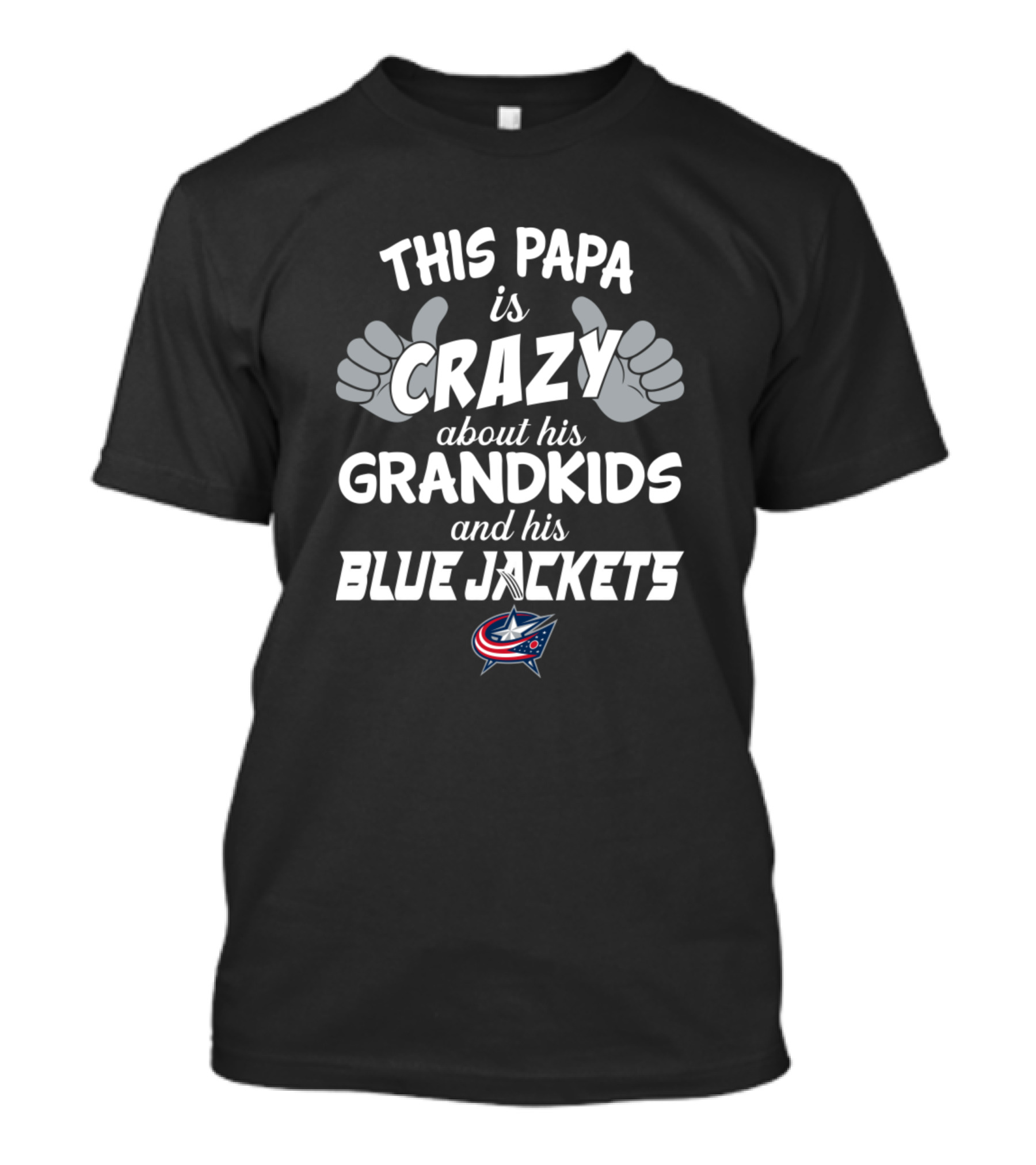 This Papa Is Crazy About His Grandkids And His Blue Jackets T-Shirt