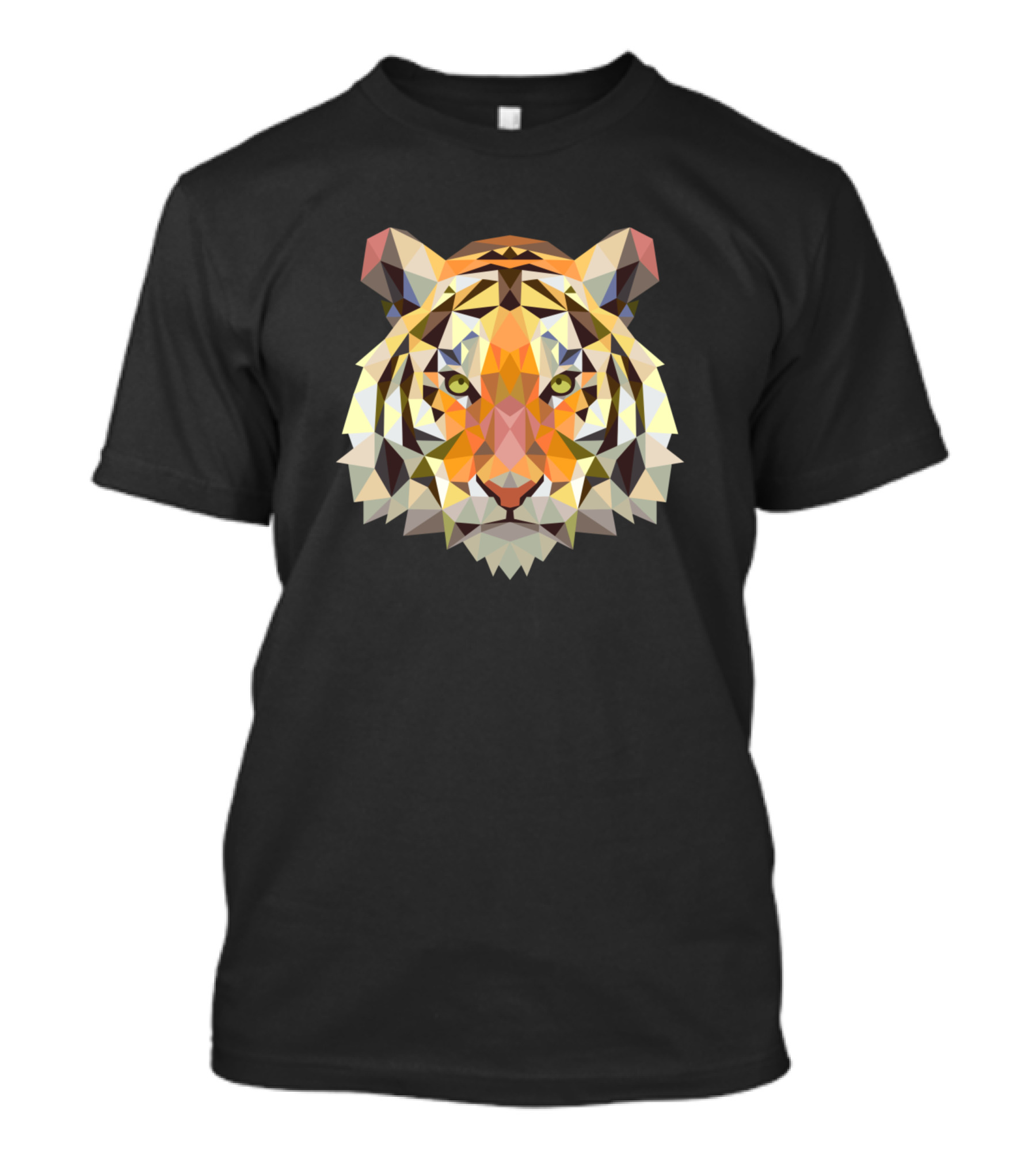 Cool Geometric Bengal Indian Tiger Face Cat Multicolored Polygon T-Shirt