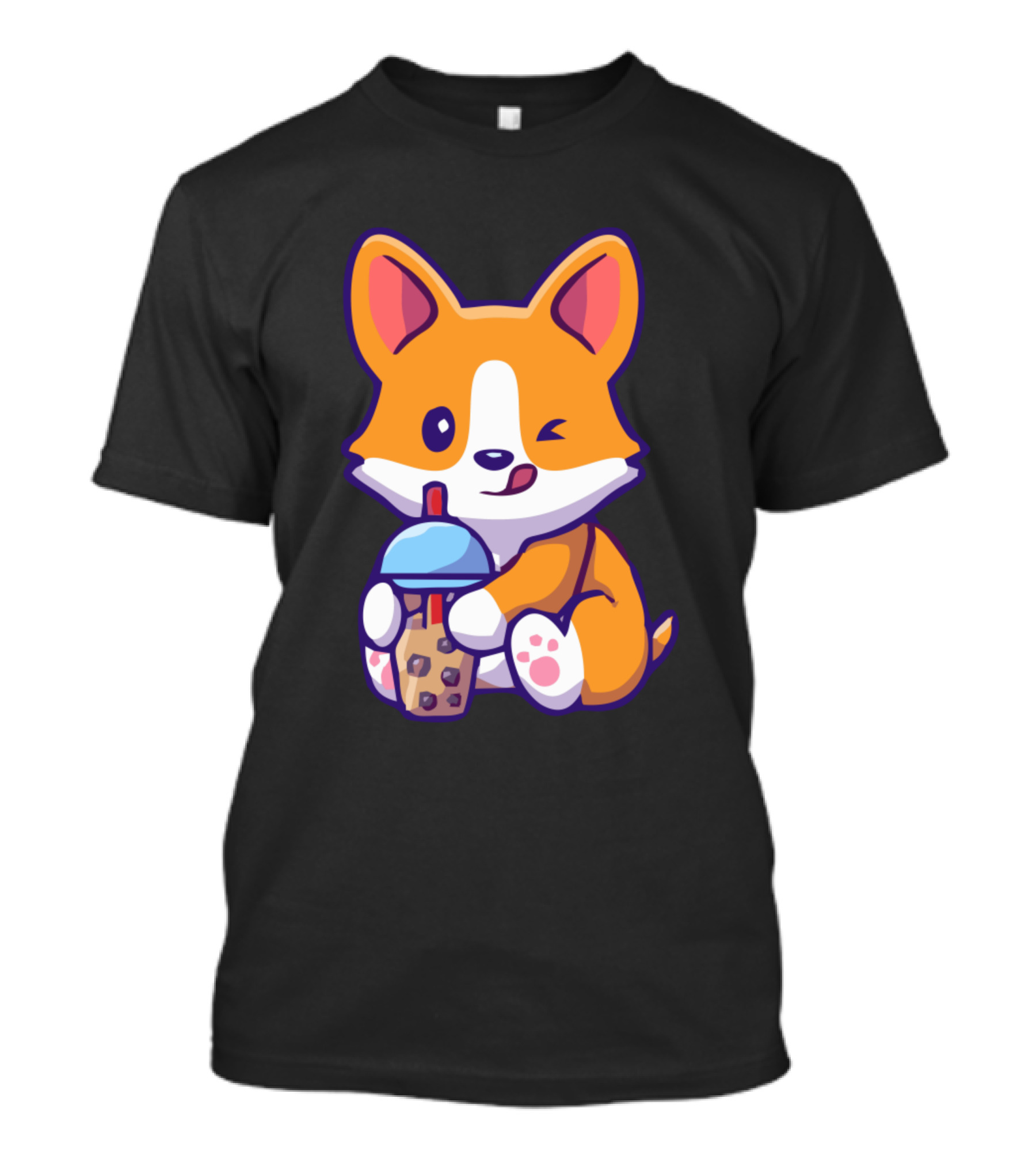 Corgi Boba Tea Winking Cute Kawaii T-Shirt