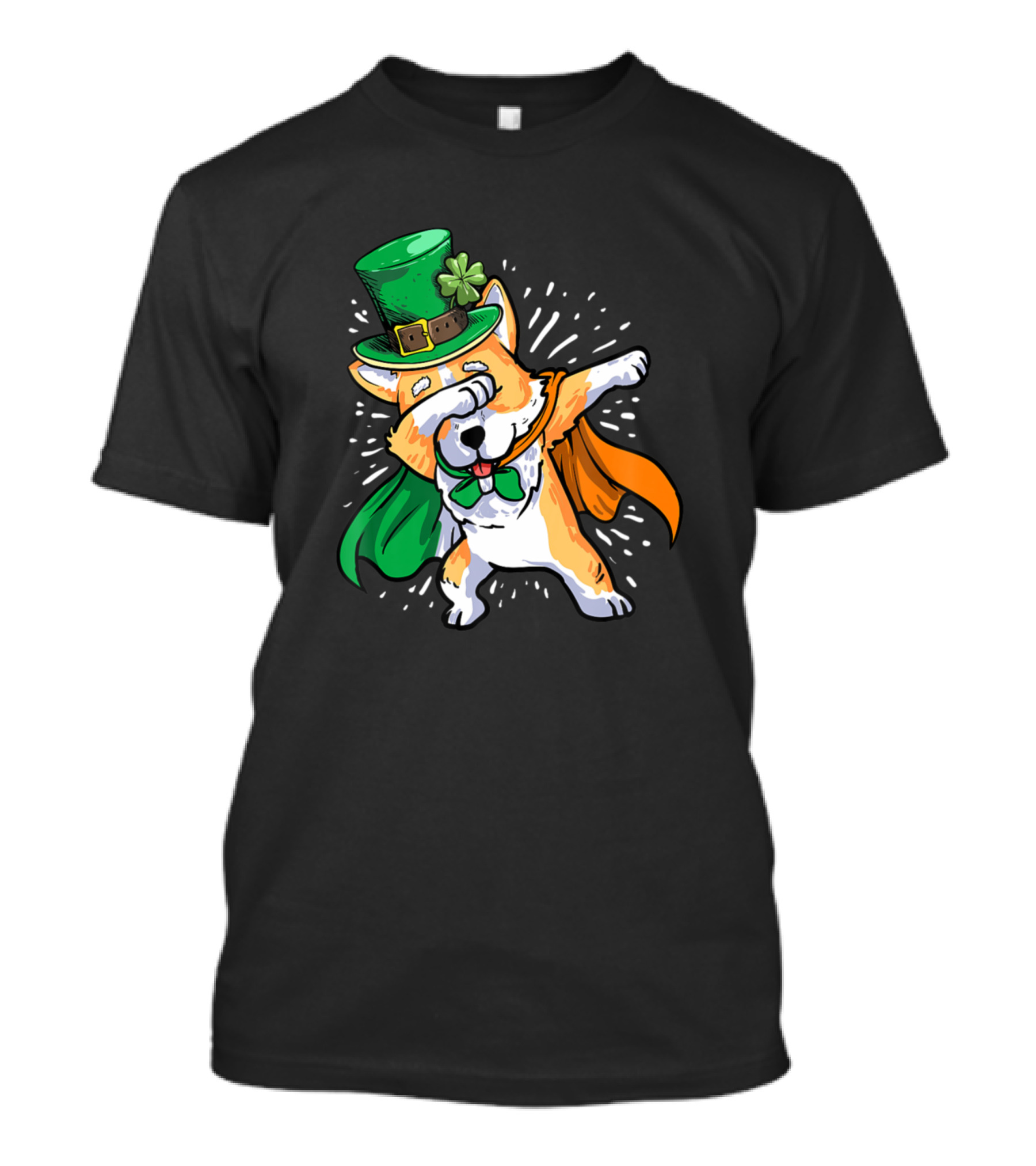 Dabbing Corgi St Patricks Day Irish Celebration With Hat And Cape T-Shirt