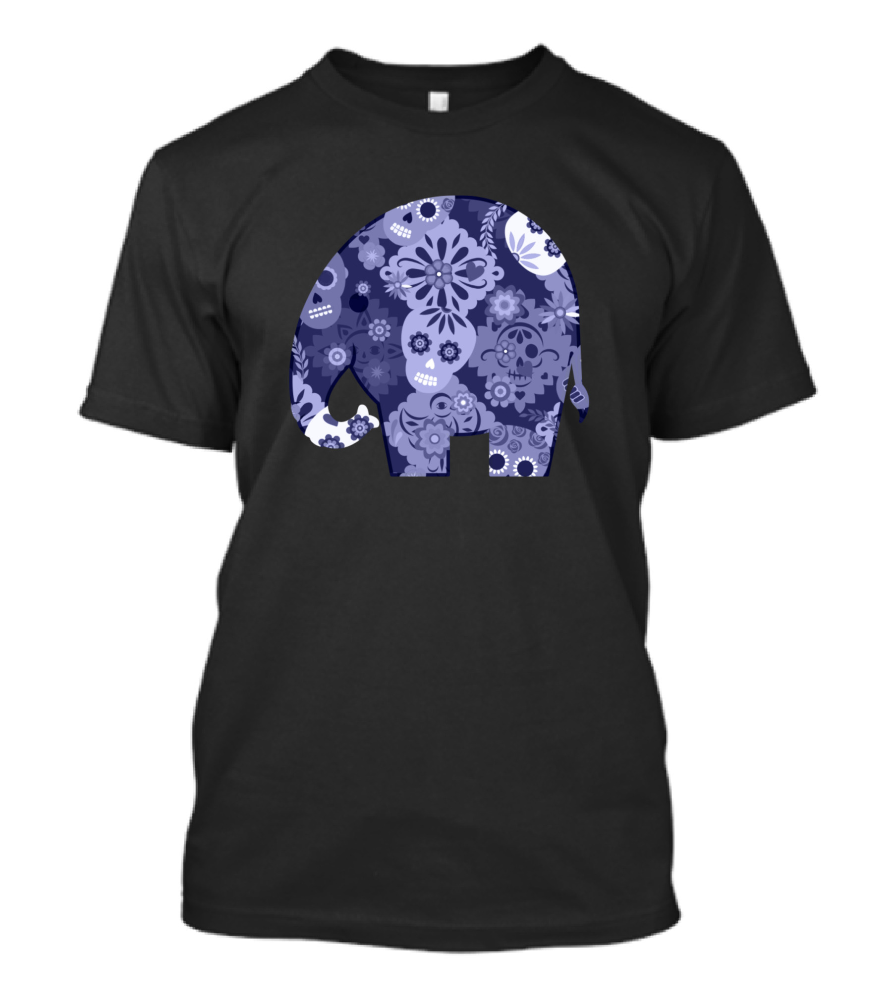 Day Of Dead Purple Sugar Skull Pattern Elephant T-Shirt