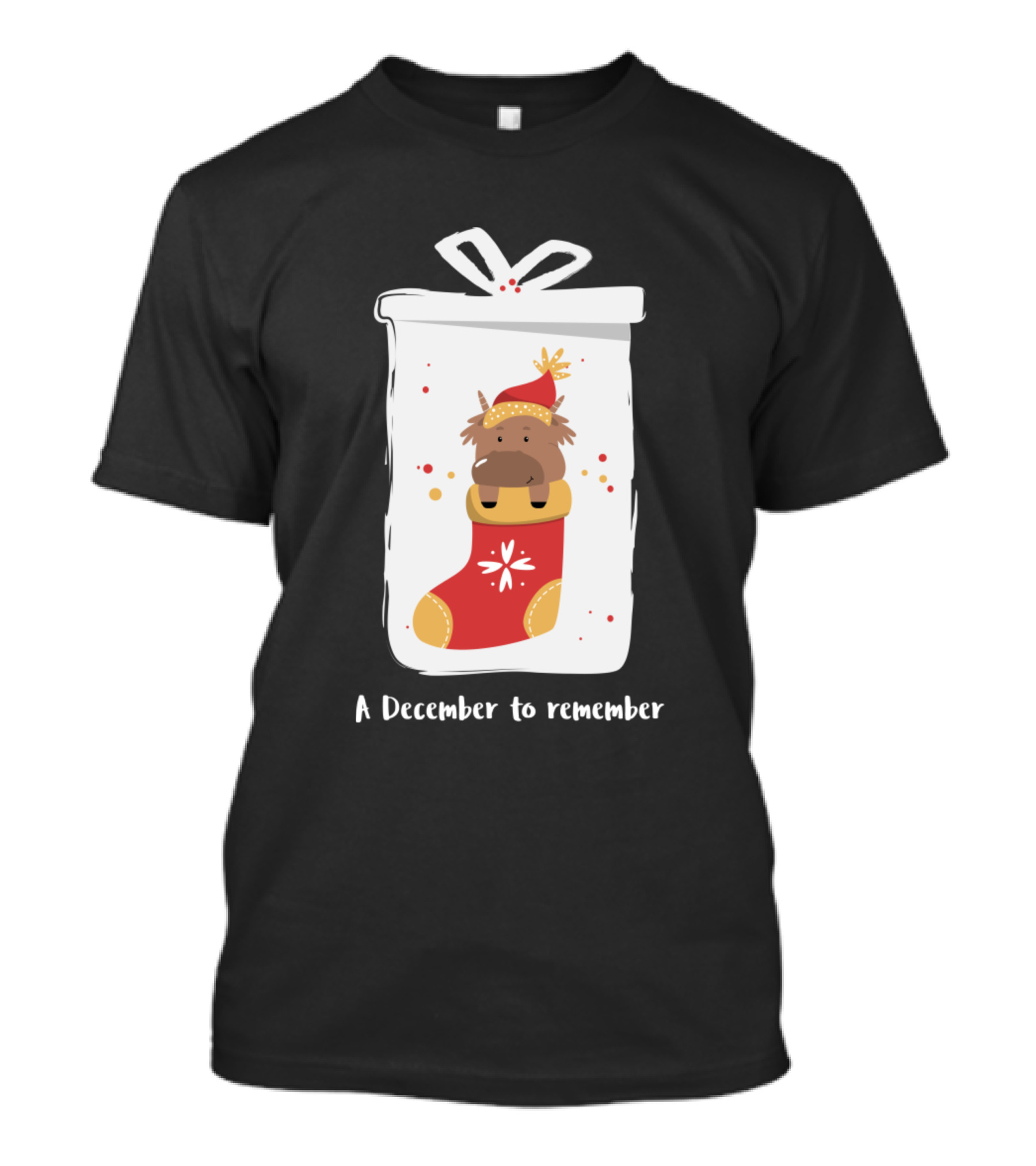 A December To Remember Holiday Stocking Yak T-Shirt