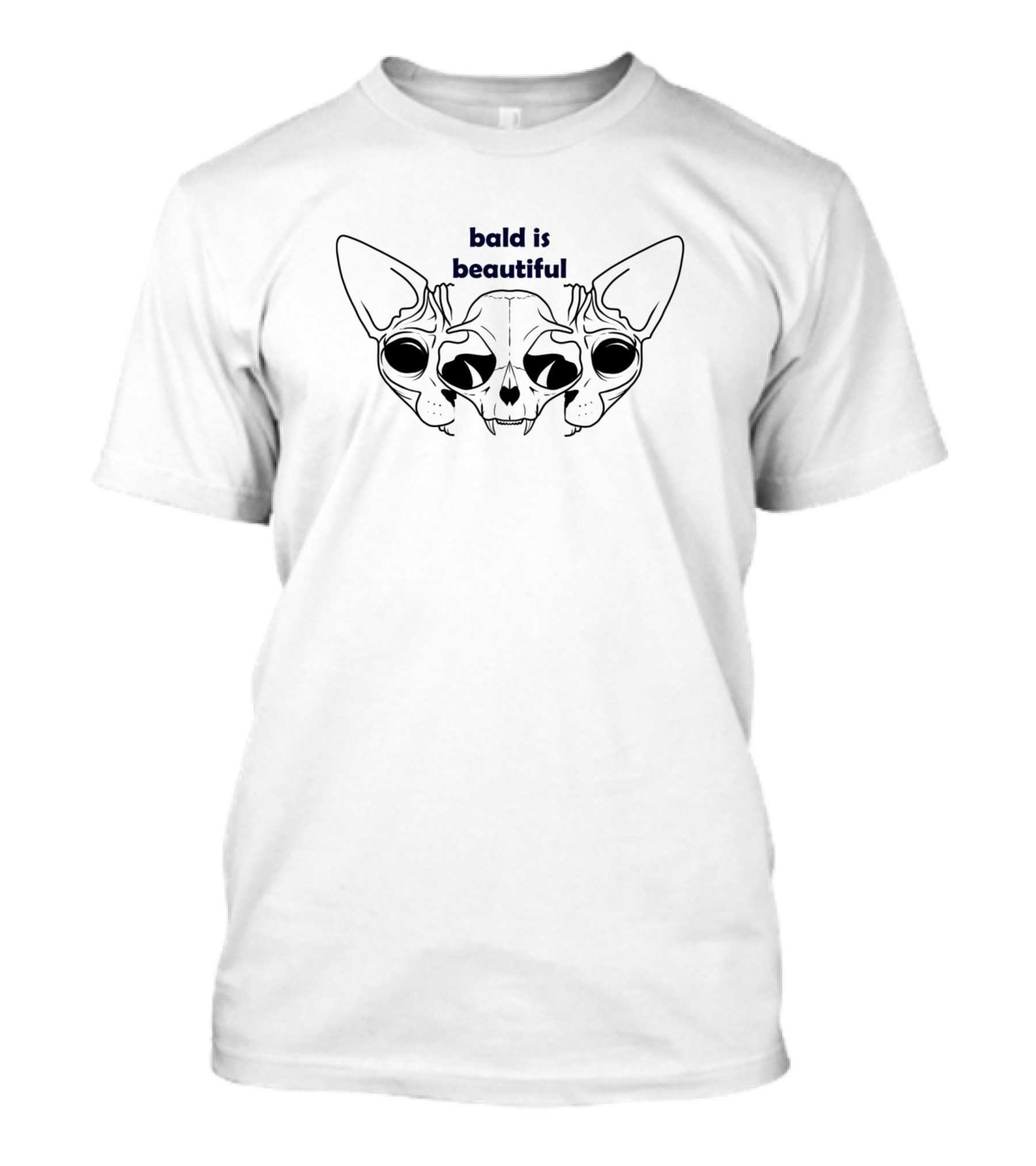 Bald Is Beautiful Sphynx Cat Skeleton Art Black Funny Anima T-Shirt