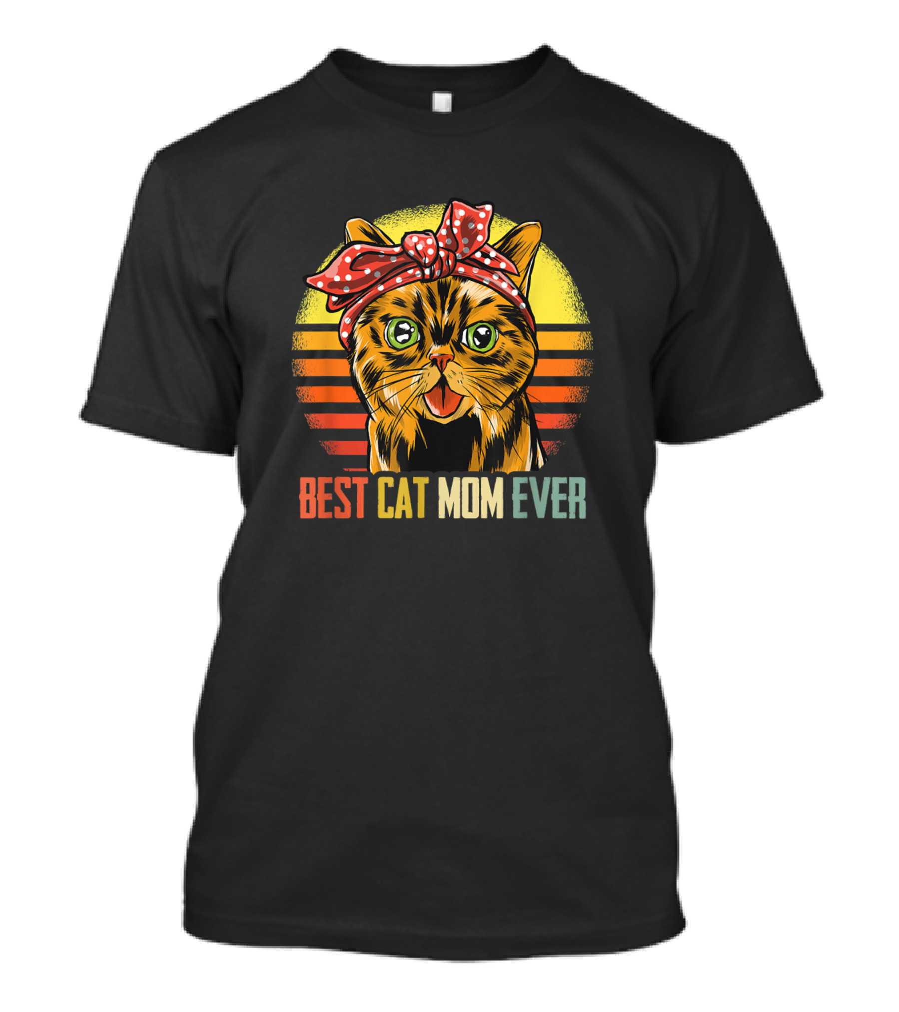 Best Cat Mom Ever Cute Cat Lover Cat Lady With Bandana T-Shirt