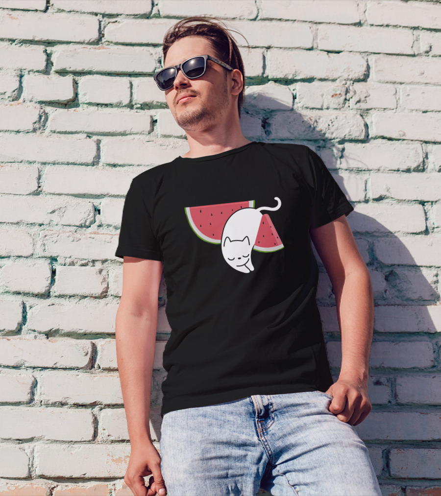 Cat Sleeping On Watermelon Slices T-Shirt