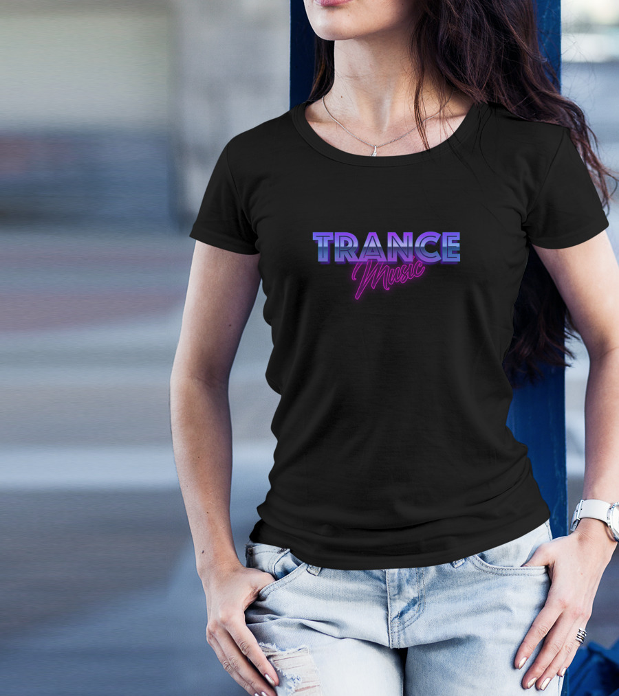 Trance Music Neon Party Vibes In Retro Colors T-Shirt