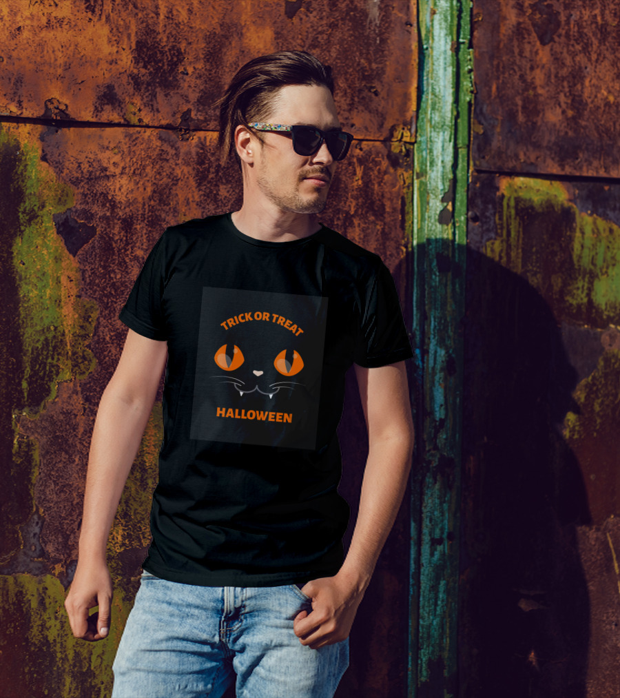 Trick Or Treat Cat Halloween T-Shirt