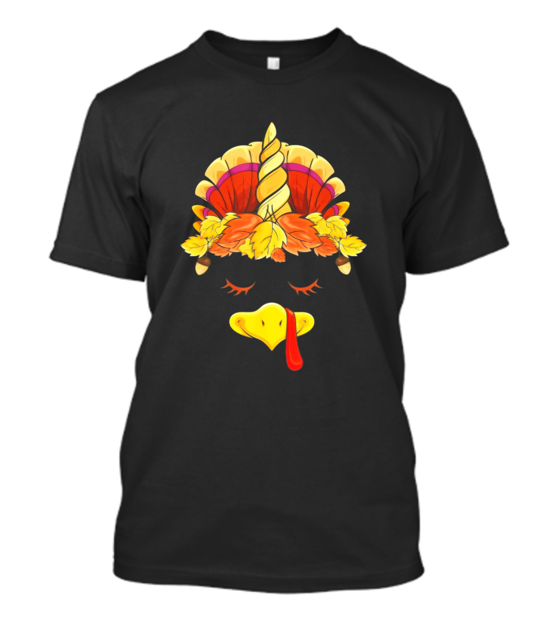 Unicorn Turkey Face Girls Women Thanksgiving Headband T-Shirt