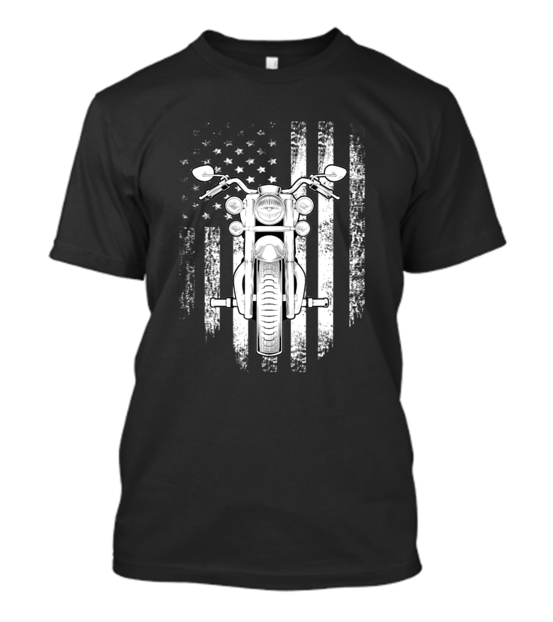 Vintage American USA Flag Motorcycle Front View T-Shirt