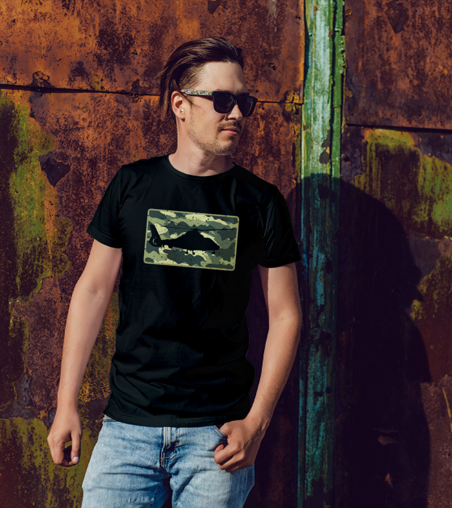 Vintage Camo Army Attack Helicopter War Birthday T-Shirt