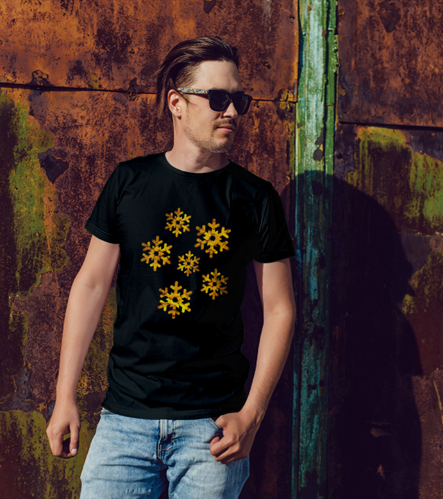 Golden Yellow Watercolor Snowflakes T-Shirt