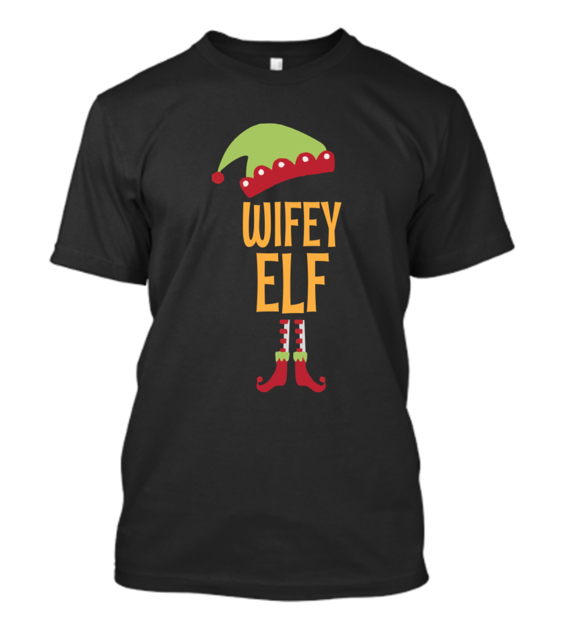 Wifey Elf Holiday Christmas Hat And Boots T-Shirt