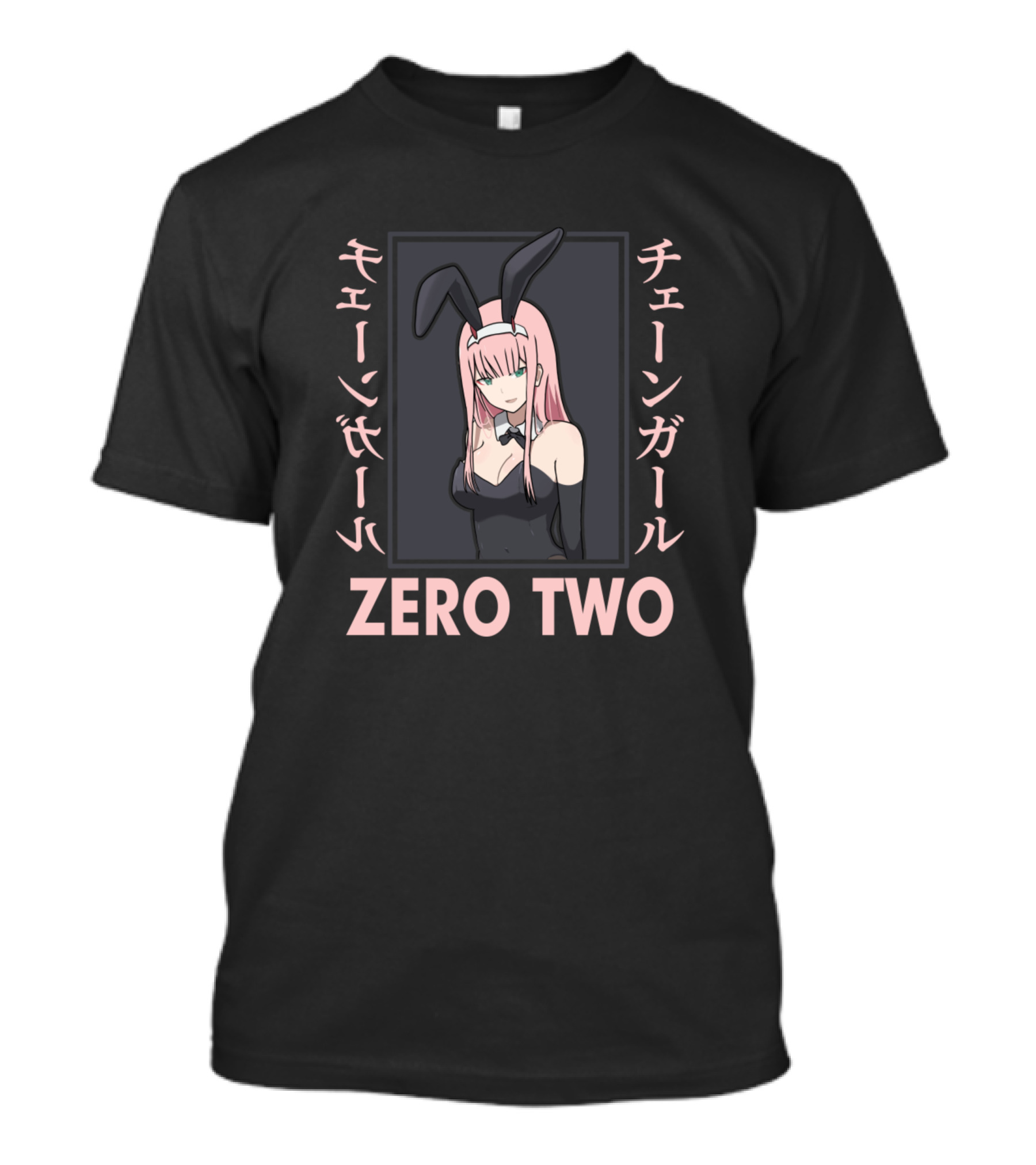 Zero Two Bunny Girl Illustration Japanese Text T-Shirt
