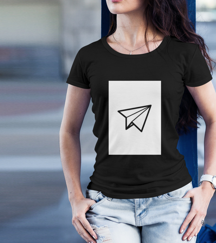 Air Plane Paper Outline T-Shirt