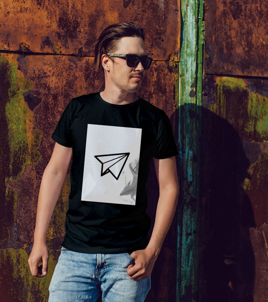 Air Plane Paper Outline T-Shirt