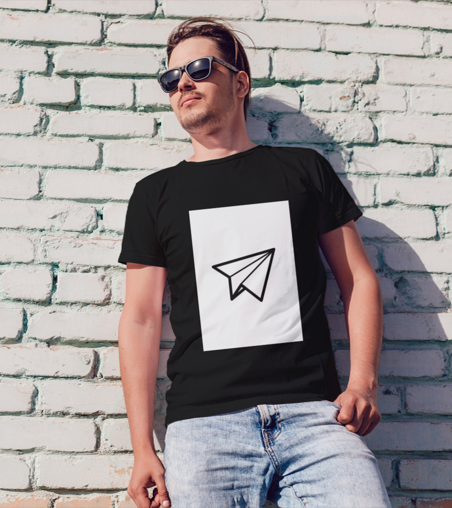 Air Plane Paper Outline T-Shirt
