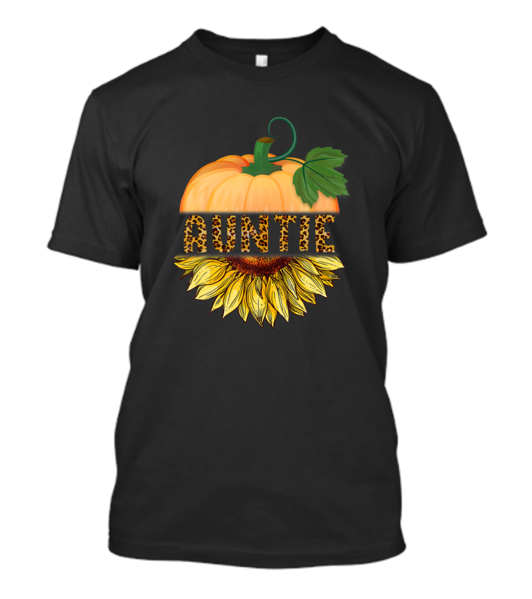 Auntie Leopard Print Pumpkin Sunflower T-Shirt