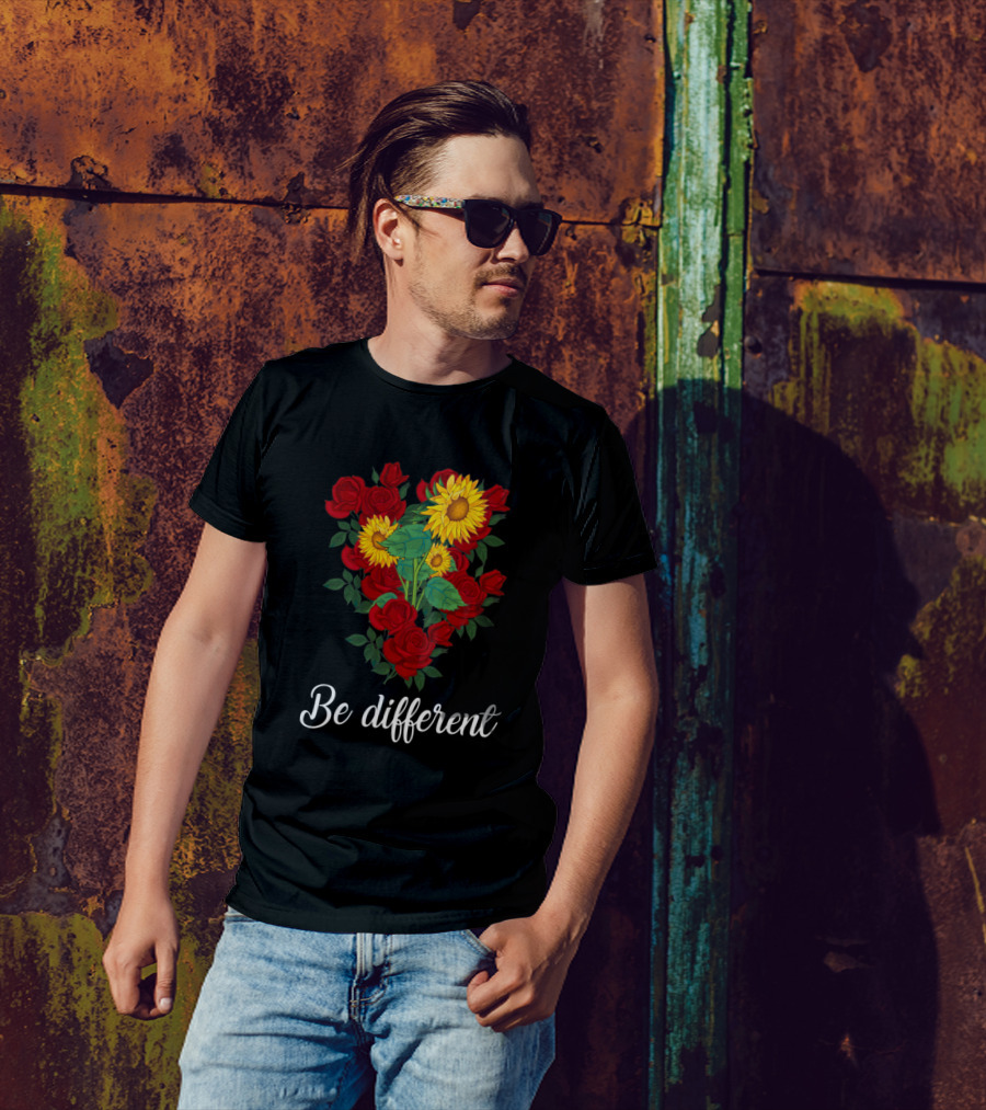 Be Different Sunflower Among Red Roses T-Shirt