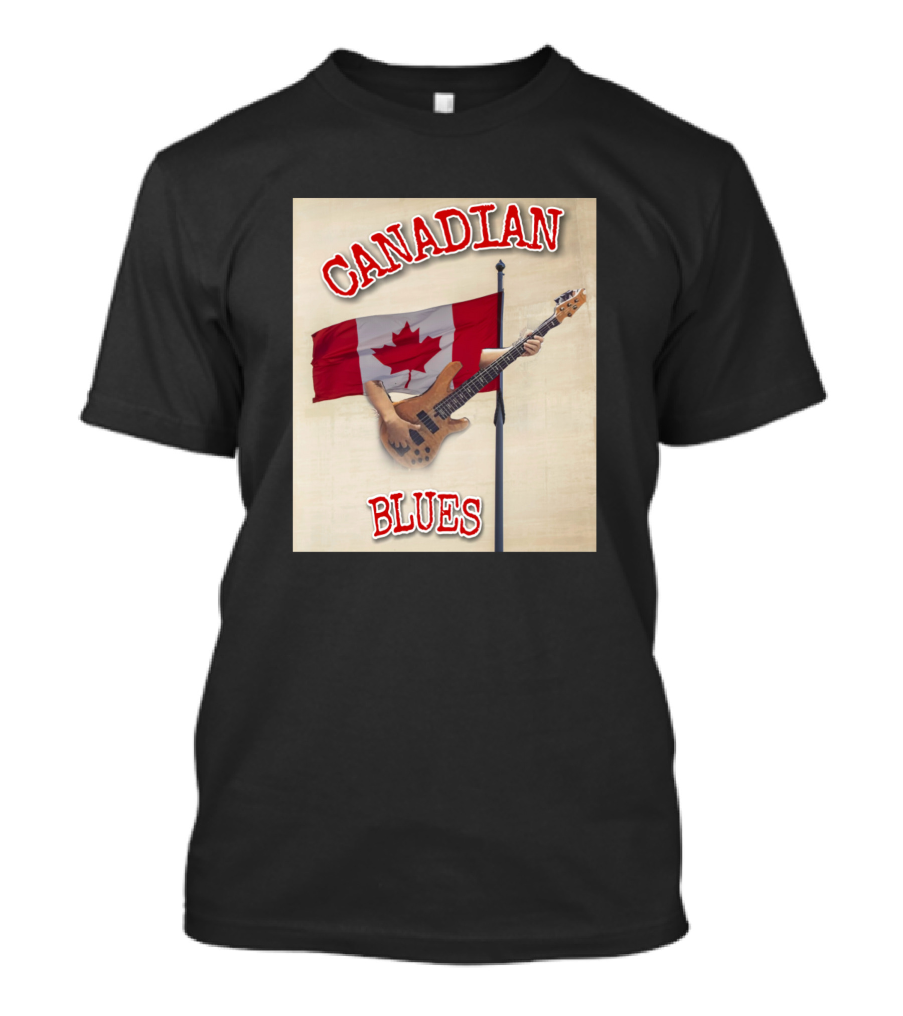 CANADIAN BLUES Maple Leaf Guitar Flag T-Shirt
