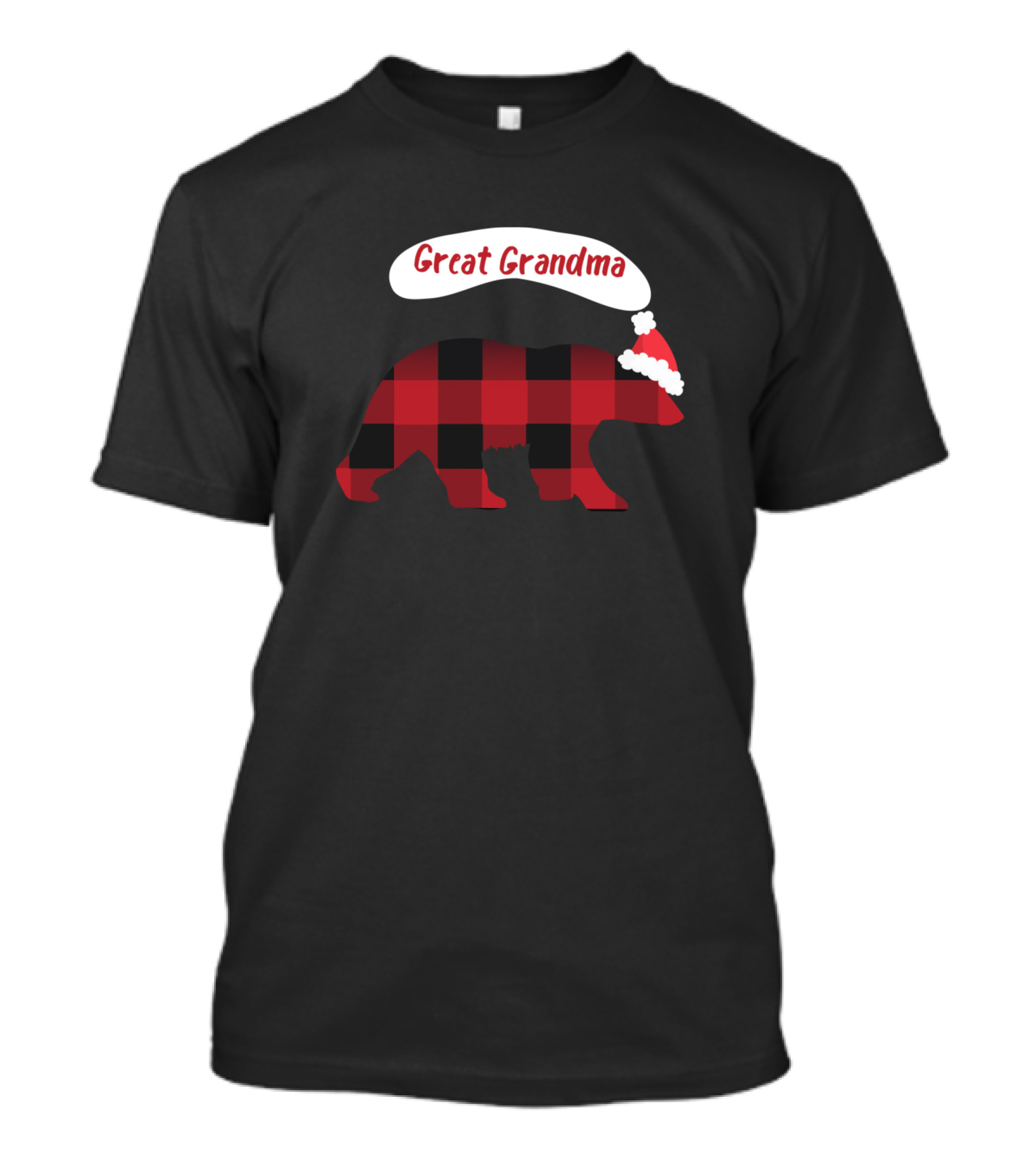Great Grandma Christmas Buffalo Plaid Bear Santa Hat T-Shirt