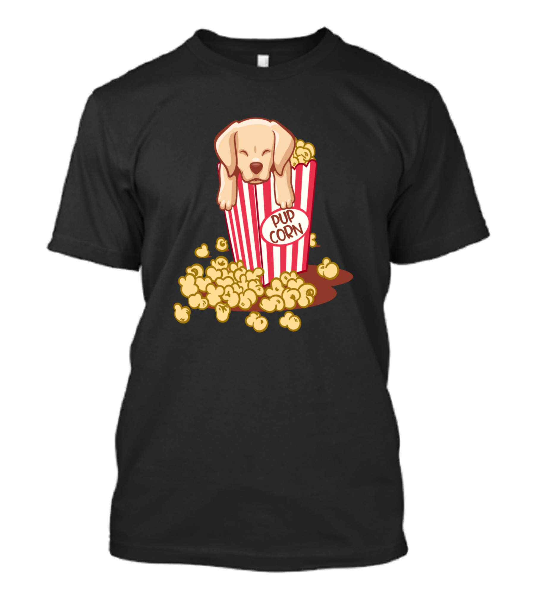 Pup Corn Dog Cute Funny Pun With Dog In Popcorn Tub T-Shirt