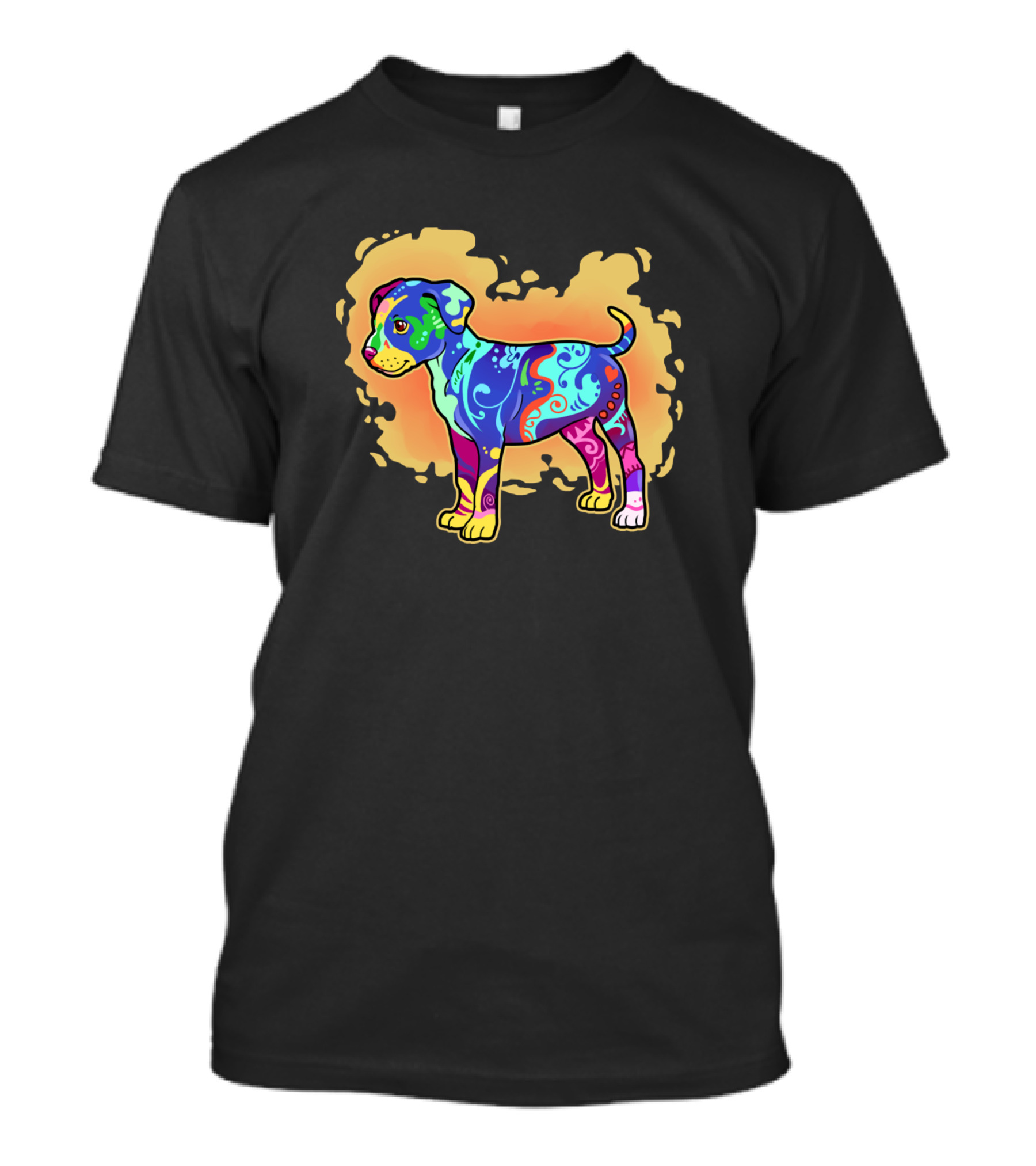 Colorful Dog Cute Pitbull Puppy Print Pit Bull Puppy T-Shirt