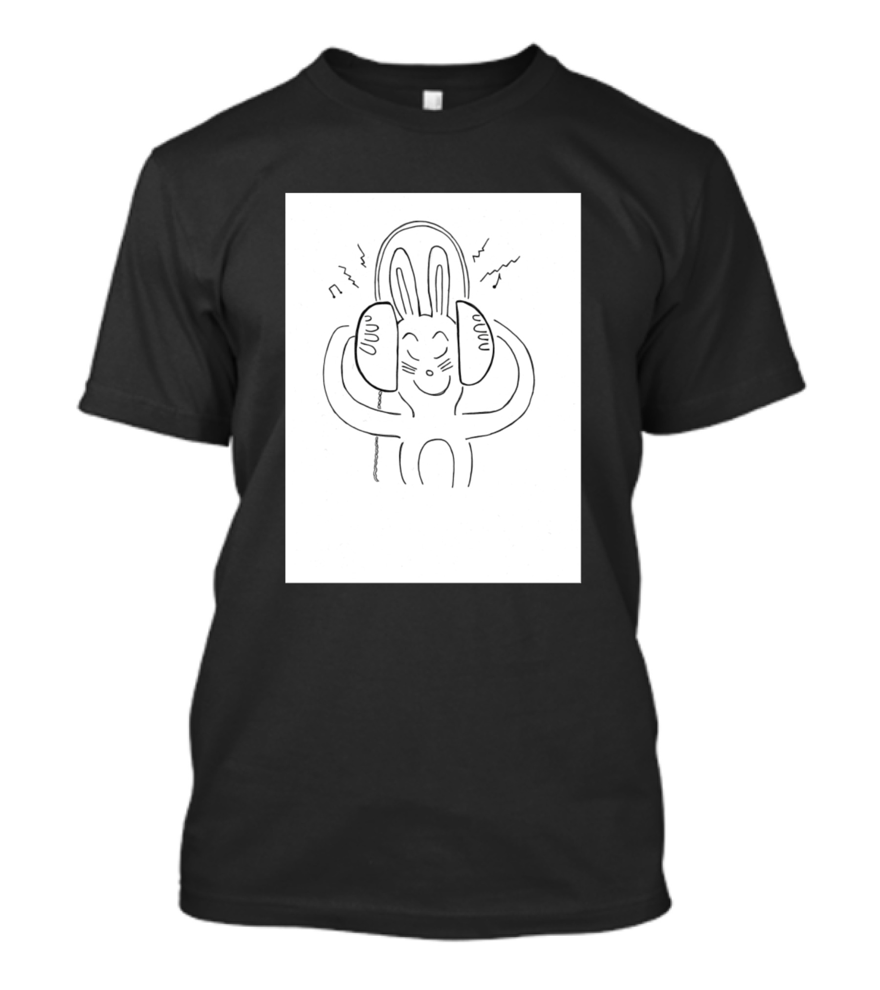 Happy Bunny Listening To Music With Headphones T-Shirt