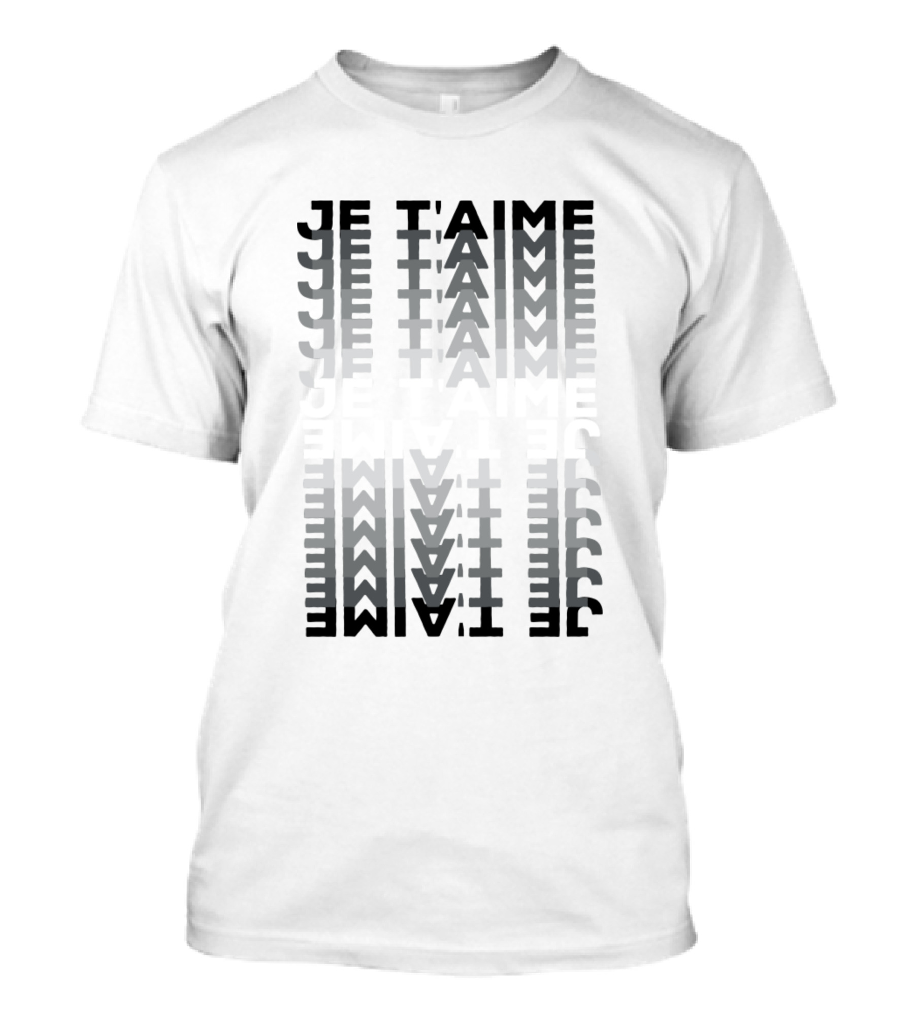 JE T'AIME Vertical Text Reflection T-Shirt