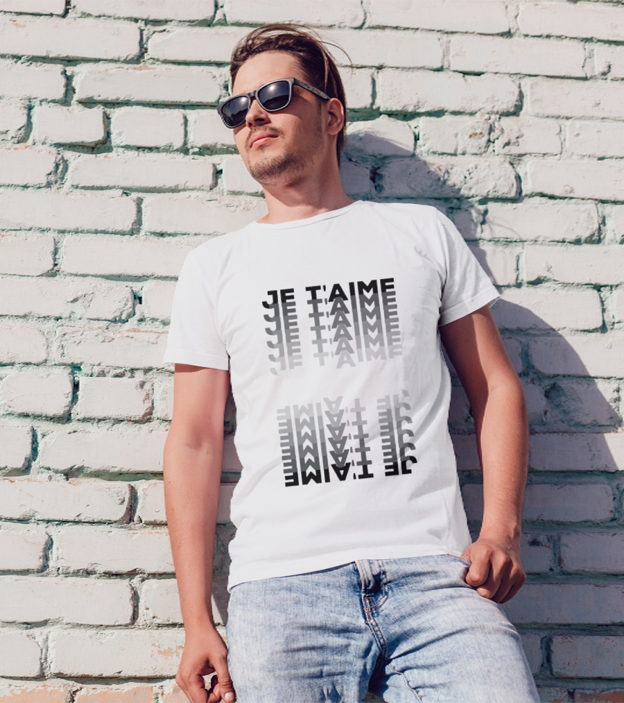 JE T'AIME Vertical Text Reflection T-Shirt
