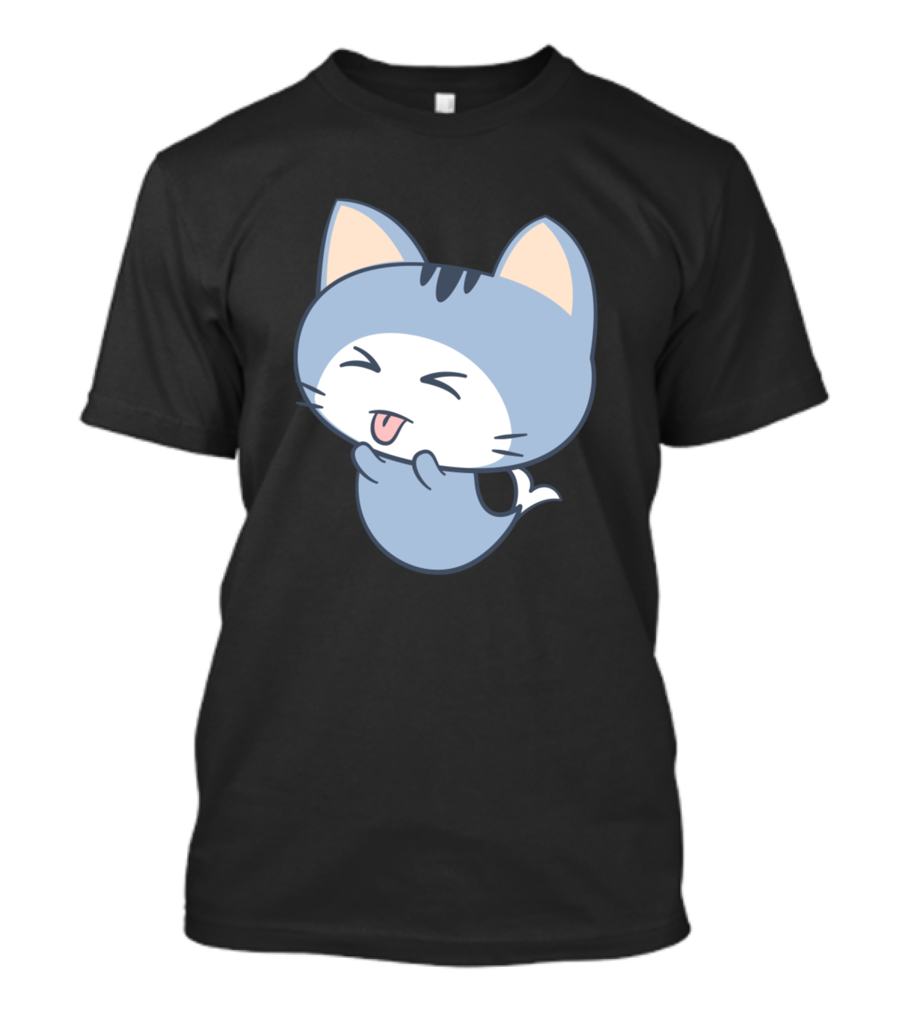 Kitty Mermaid Happy Cute Blue Cartoon T-Shirt