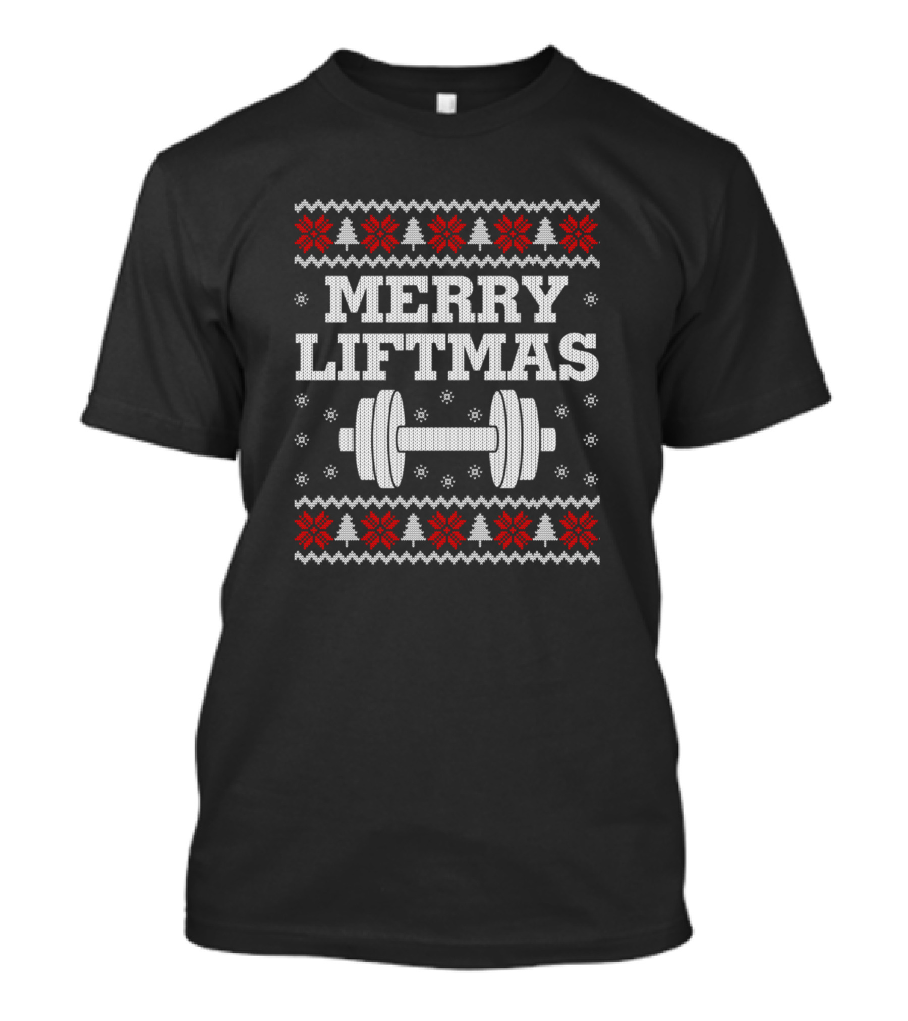 Merry Liftmas Ugly Christmas Weightlifting Dumbbell T-Shirt