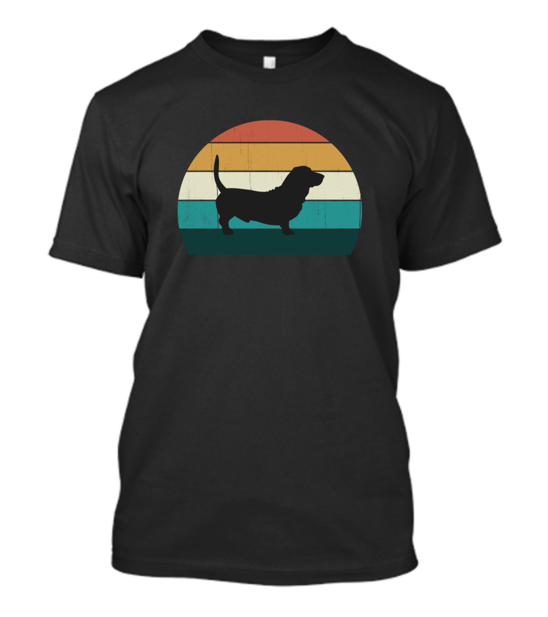 Retro Basset Hound Vintage Sunset Big Ear Dog T-Shirt