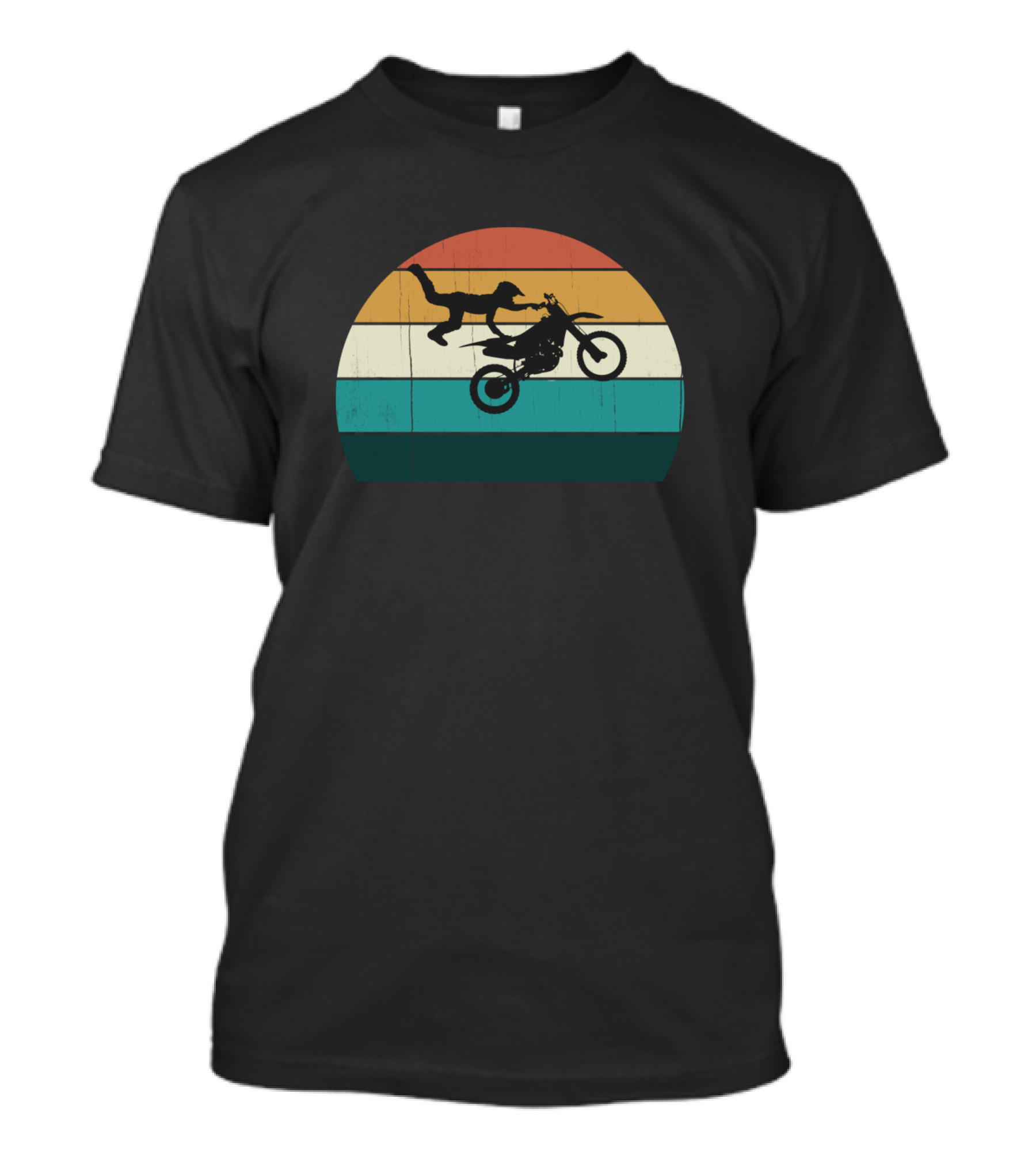 Retro Sunset Biker Vintage Motorsport Motocross Dinosaur T-Shirt
