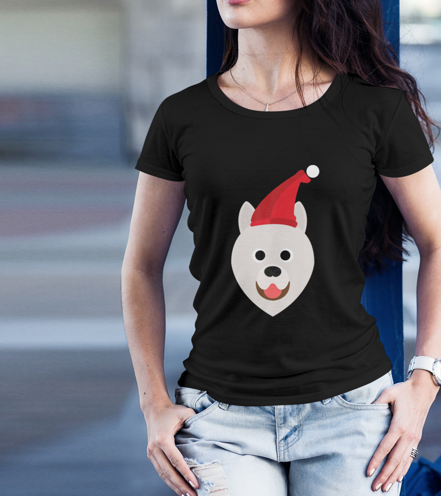 Samoyed Cute Christmas Santa Hat T-Shirt
