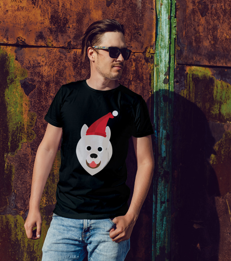 Samoyed Cute Christmas Santa Hat T-Shirt
