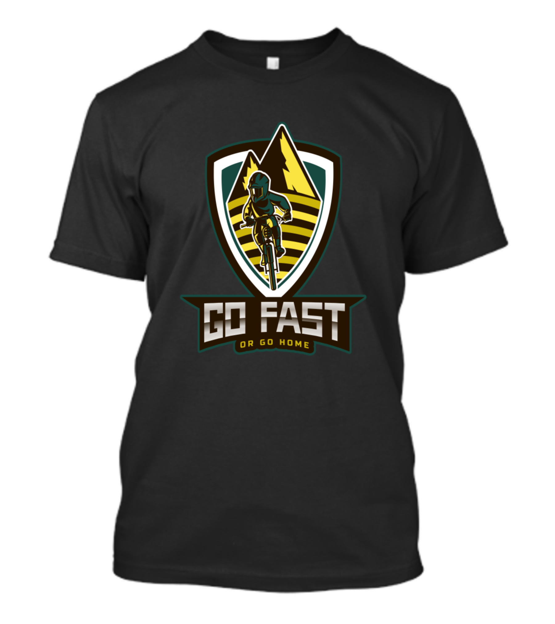 Go Fast Or Go Home Mountain Biking Emblem T-Shirt