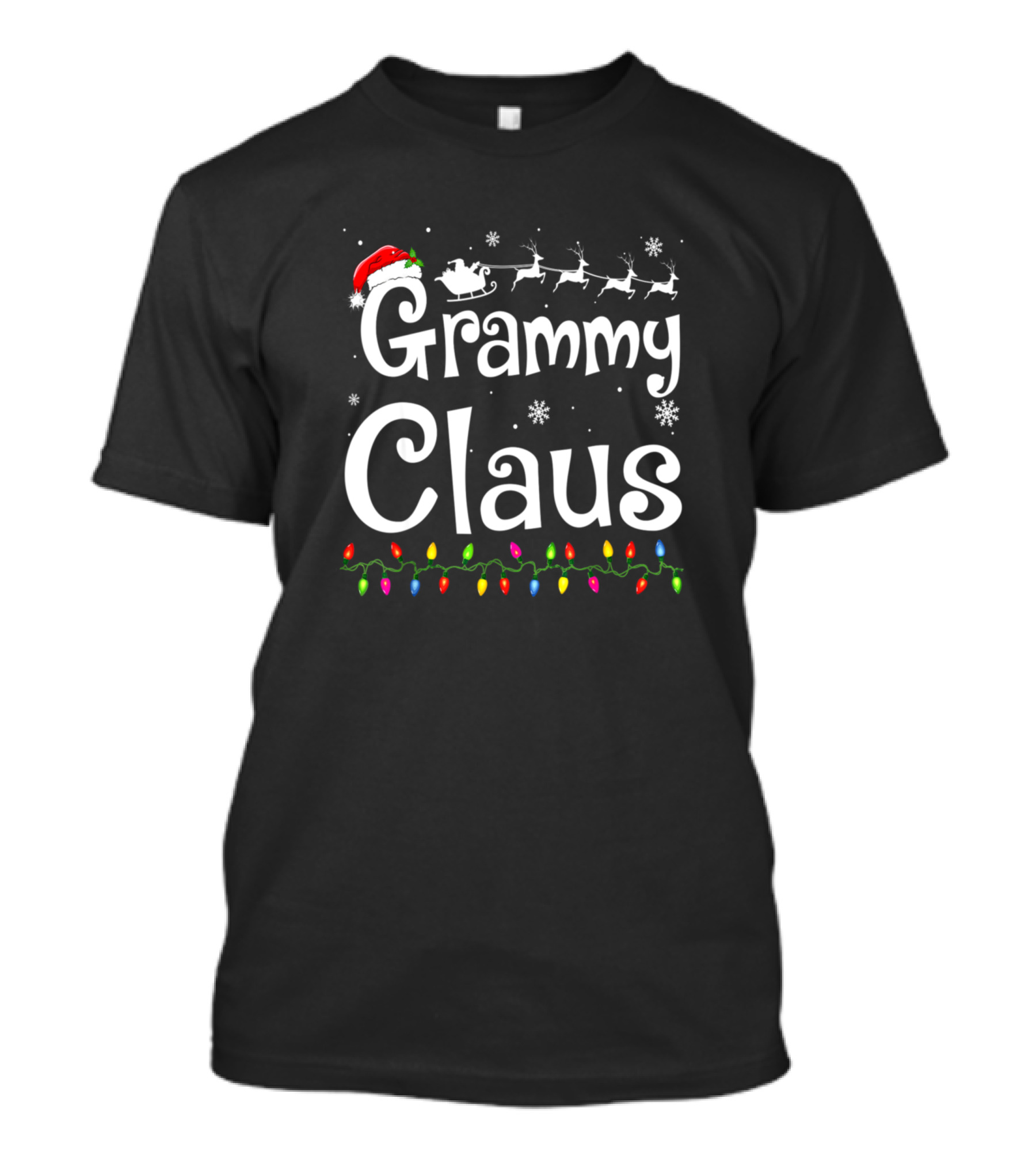 Grammy Claus Santa Sleigh Reindeer Christmas Lights T-Shirt