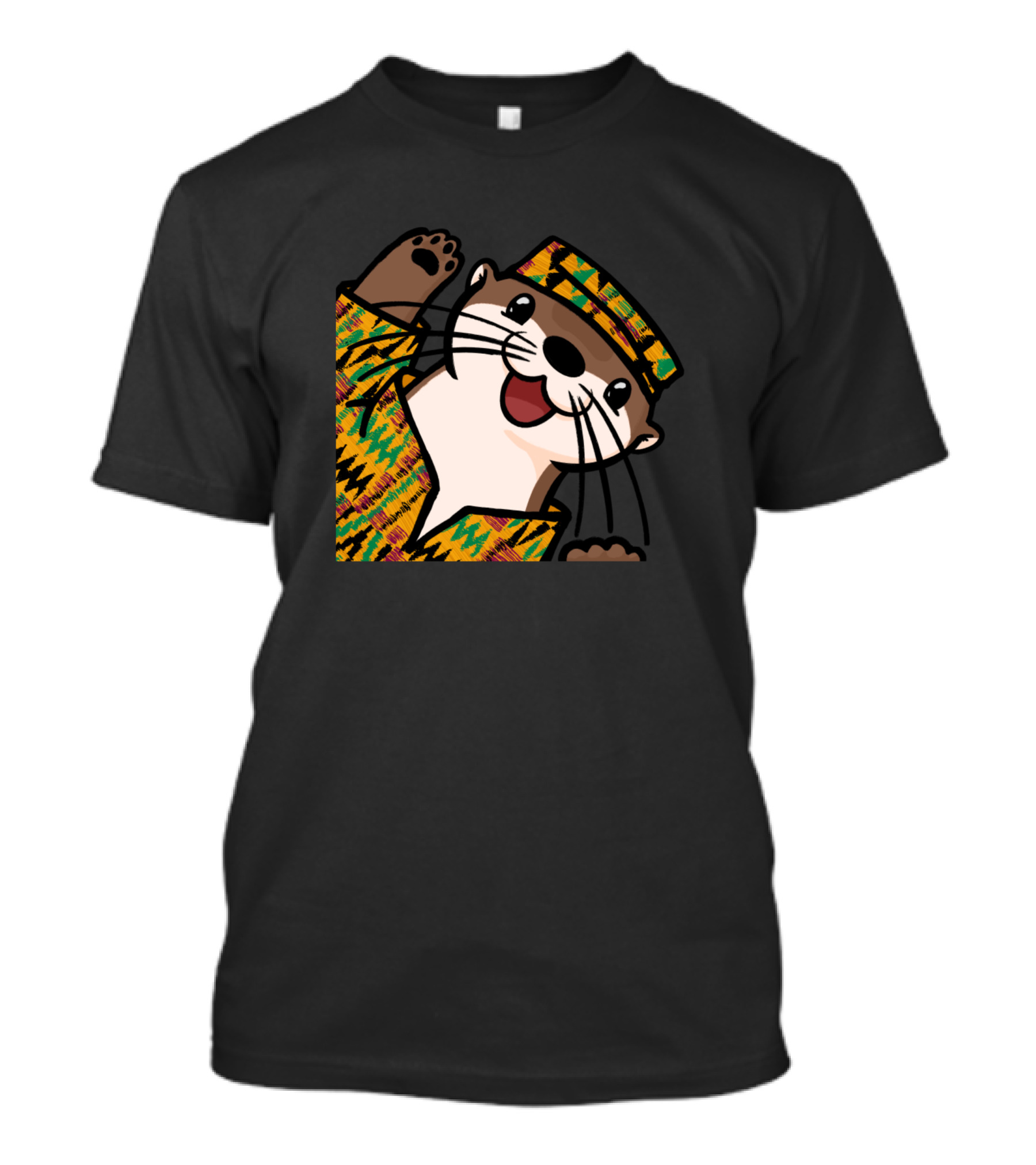 Happy Kwanzaa Otter In Kente Cloth Hat T-Shirt