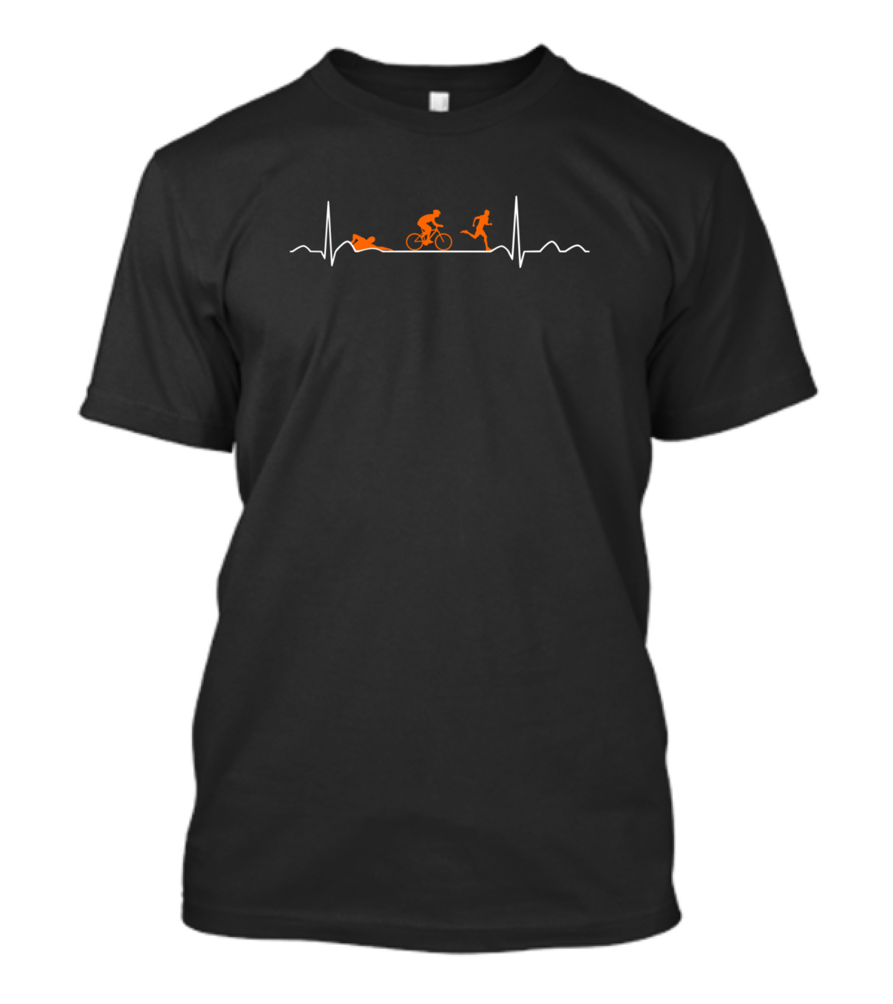 Heartbeat Triathlon Swim Bike Run Icons T-Shirt