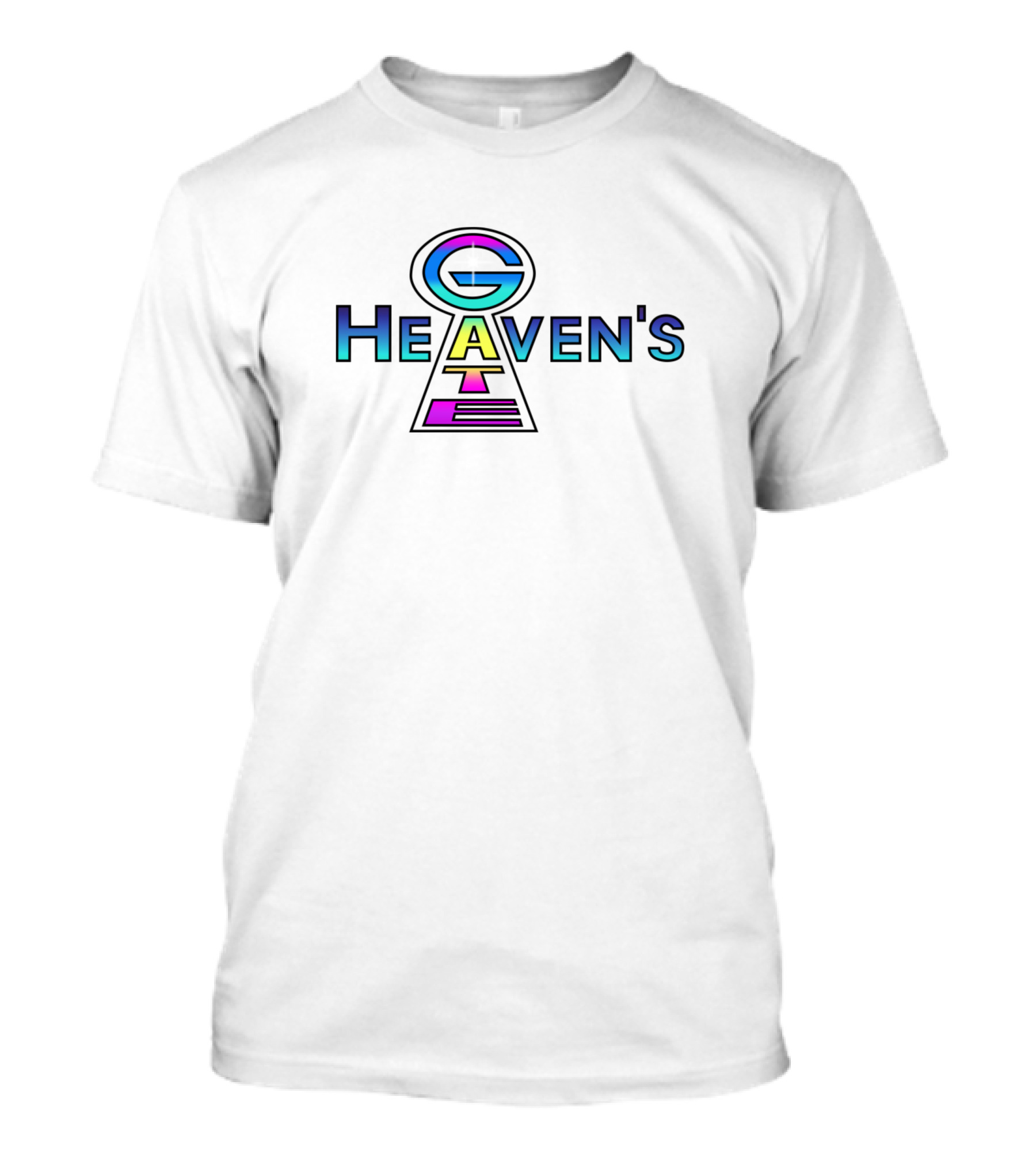 Heaven's Gate UFO Keyhole Logo With Cosmic Gradient Text T-Shirt
