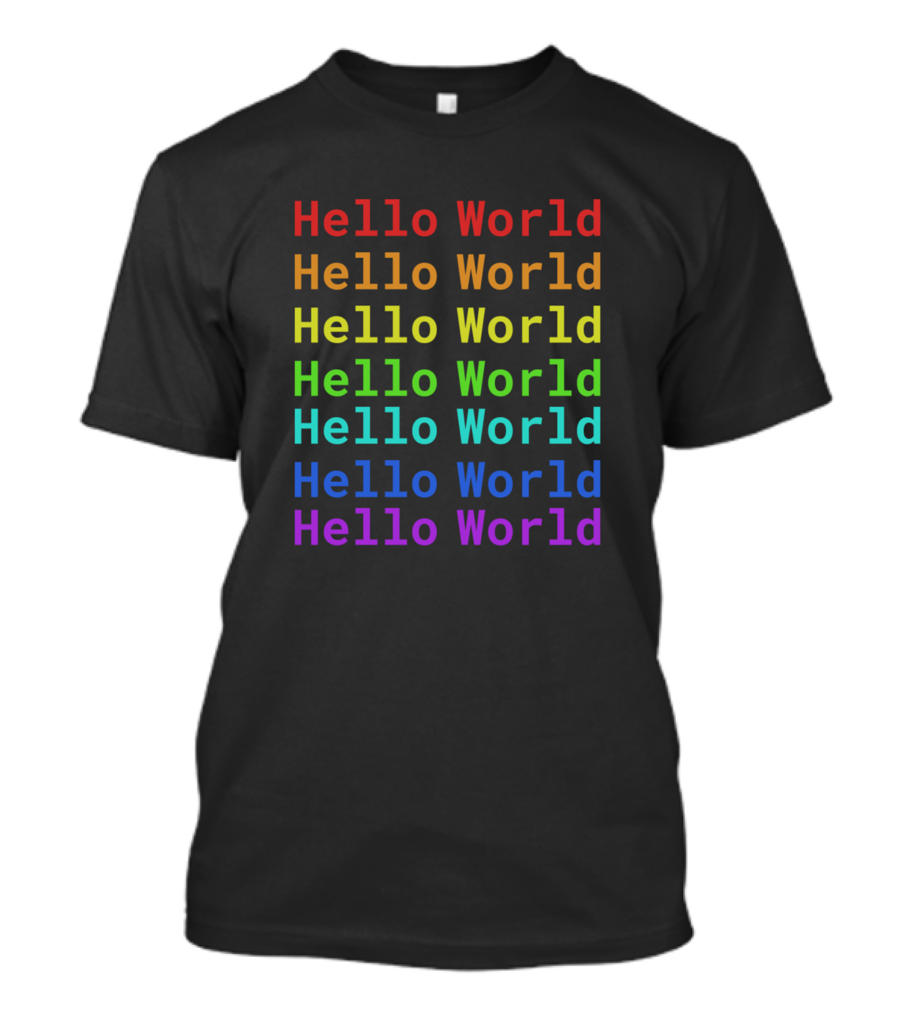 Hello World Rainbow Gradient Text Multicolor Rows T-Shirt