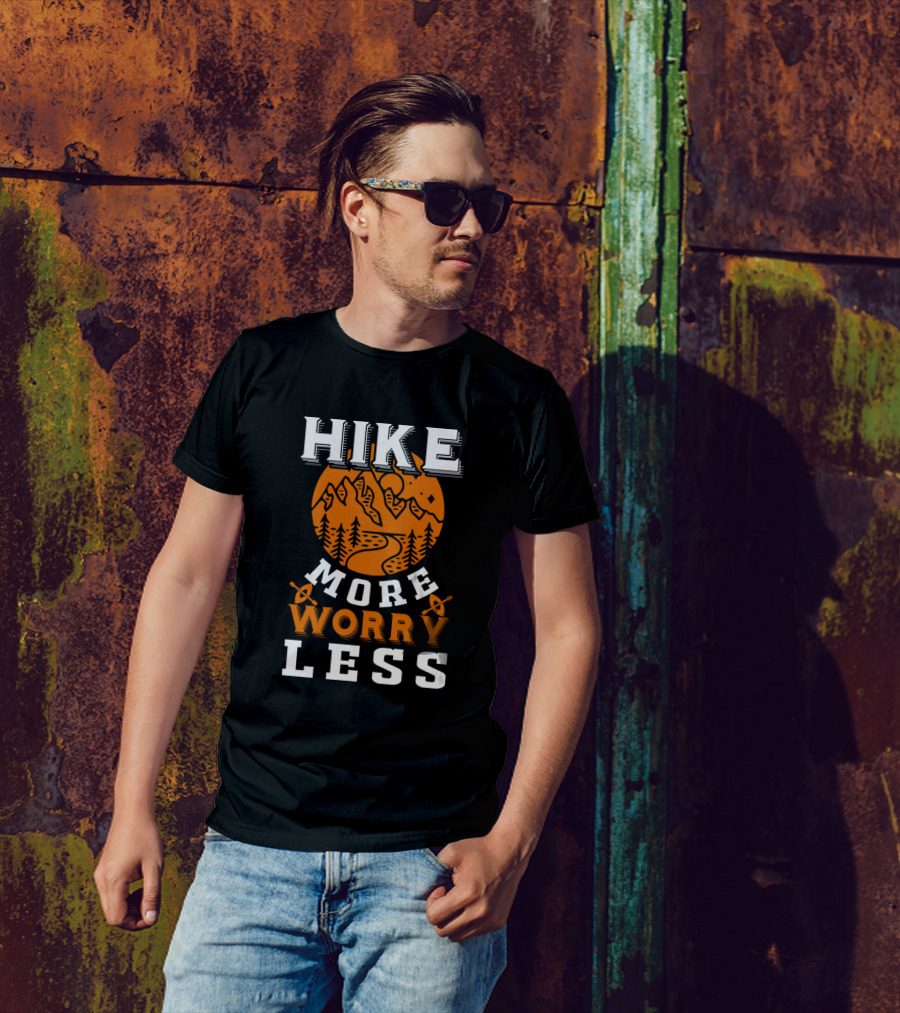 Hike More Worry Less Mountain Adventure Pathway Sun T-Shirt
