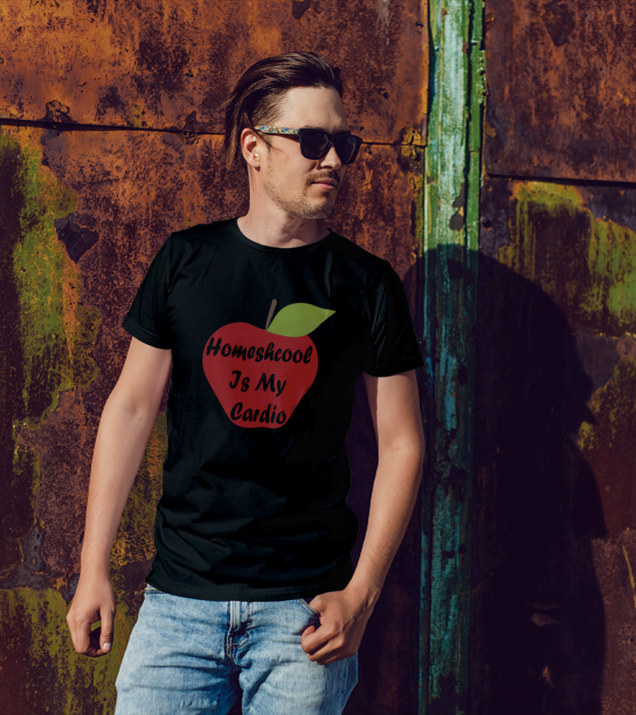 Homeshcool Is My Cardio Apple Motif T-Shirt