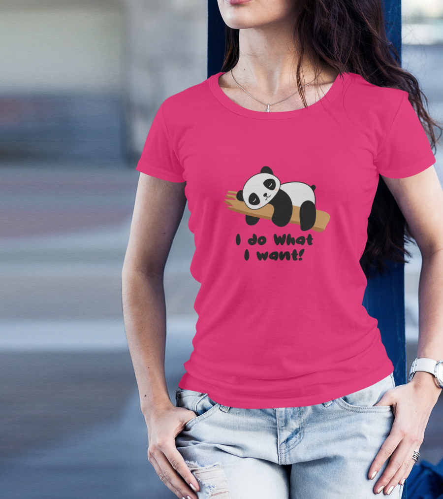 I Do What I Want Funny Panda Bamboo Hug T-Shirt