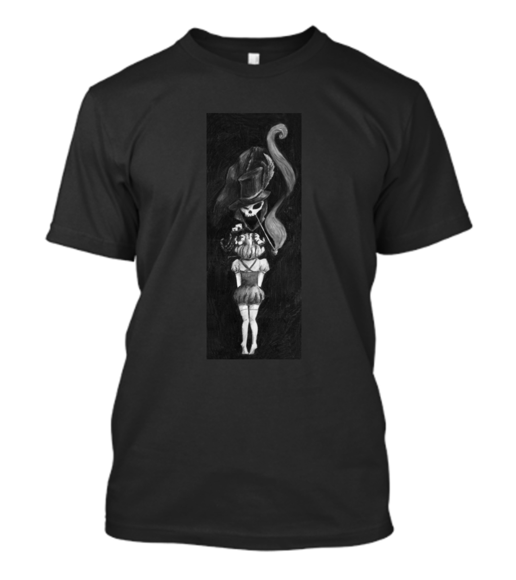 In The Alleyway Gothic Skull Figure And Doll-Like Girl T-Shirt