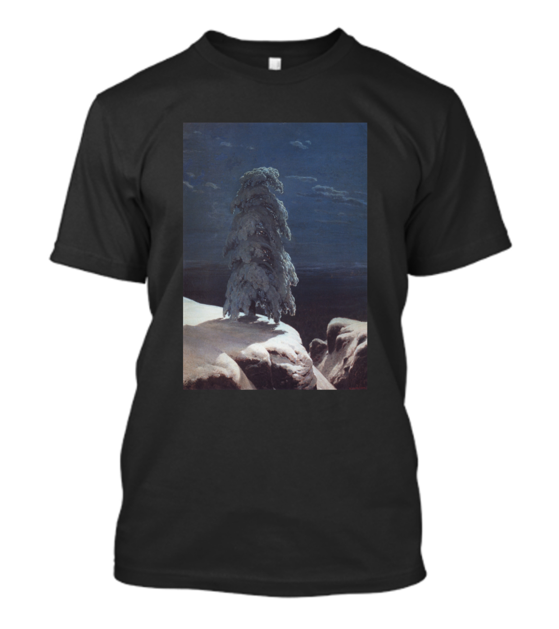 In The Wild North Ivan Shishkin Snowy Tree At Night T-Shirt