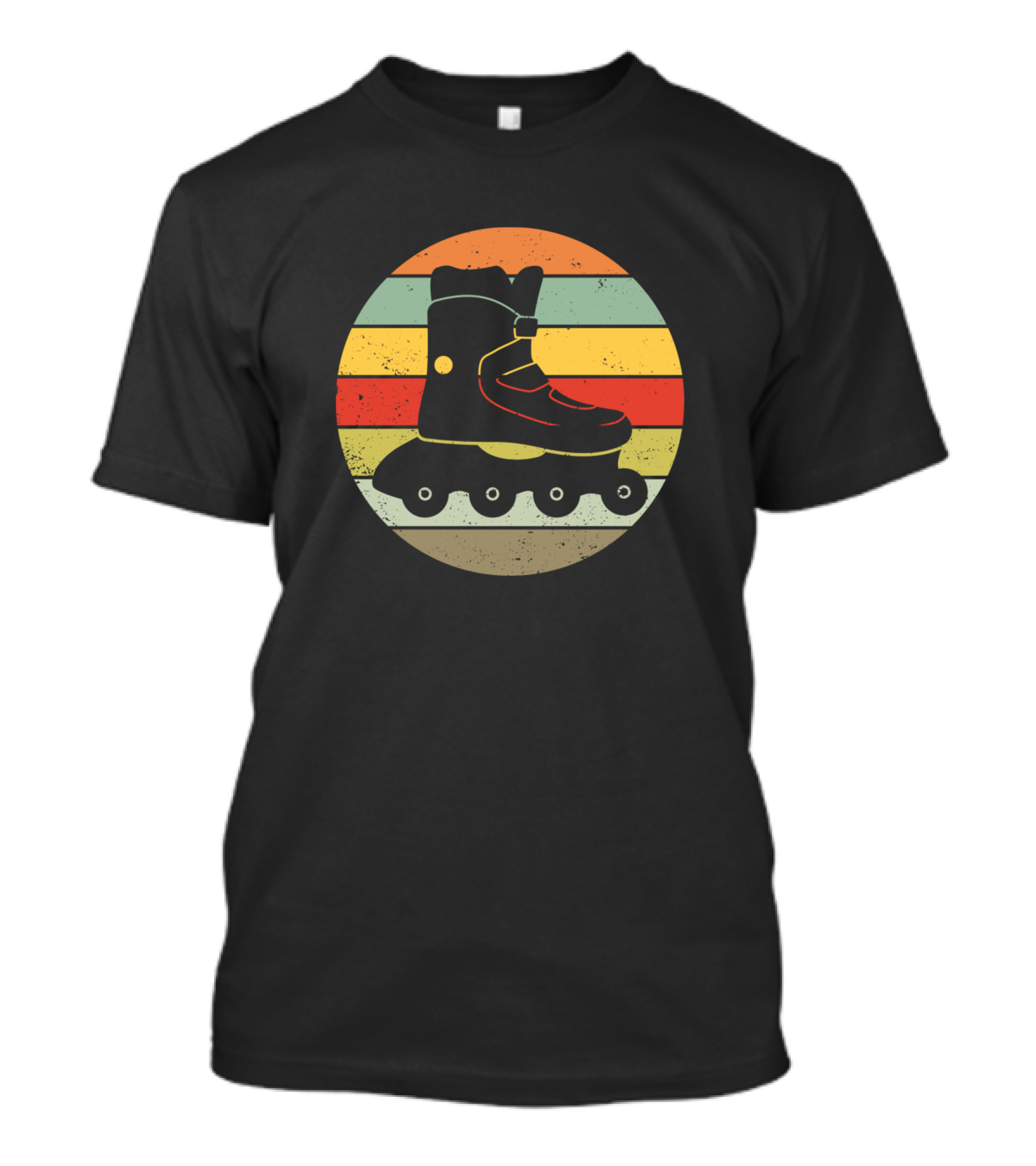 Retro Inline Skating Rollerblading Circle Sunset T-Shirt