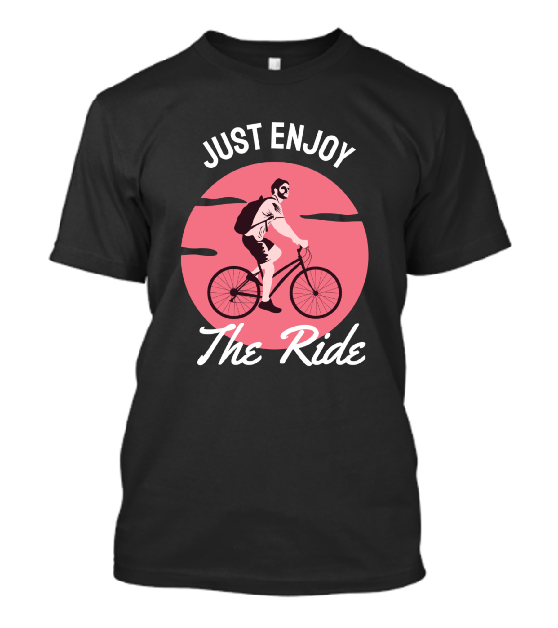 Just Enjoy The Ride Cyclist Silhouette Pink Sunset T-Shirt