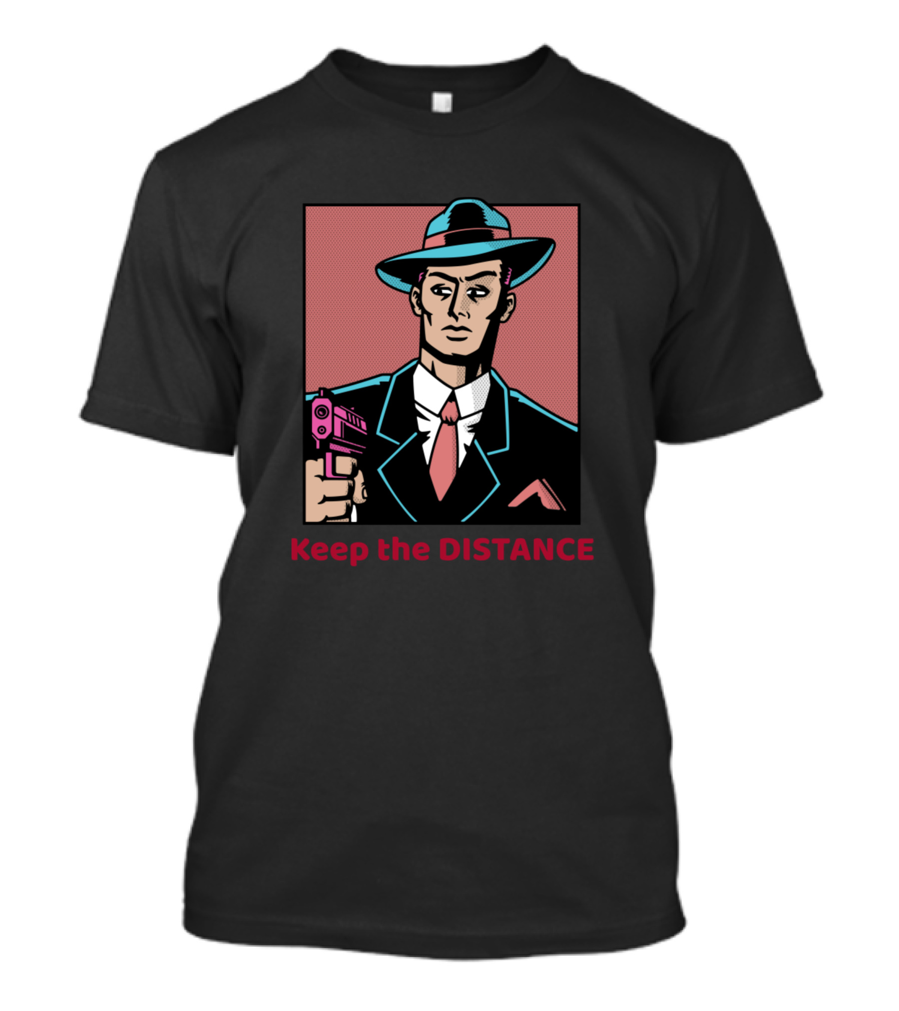 Keep The Distance Retro Noir Gunman T-Shirt